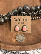 The Pink Conch Teardrop Studs, 9-Earrings-Calli Co., Turquoise and Silver Jewelry, Native American Handmade, Zuni Tribe, Navajo Tribe, Brock Texas