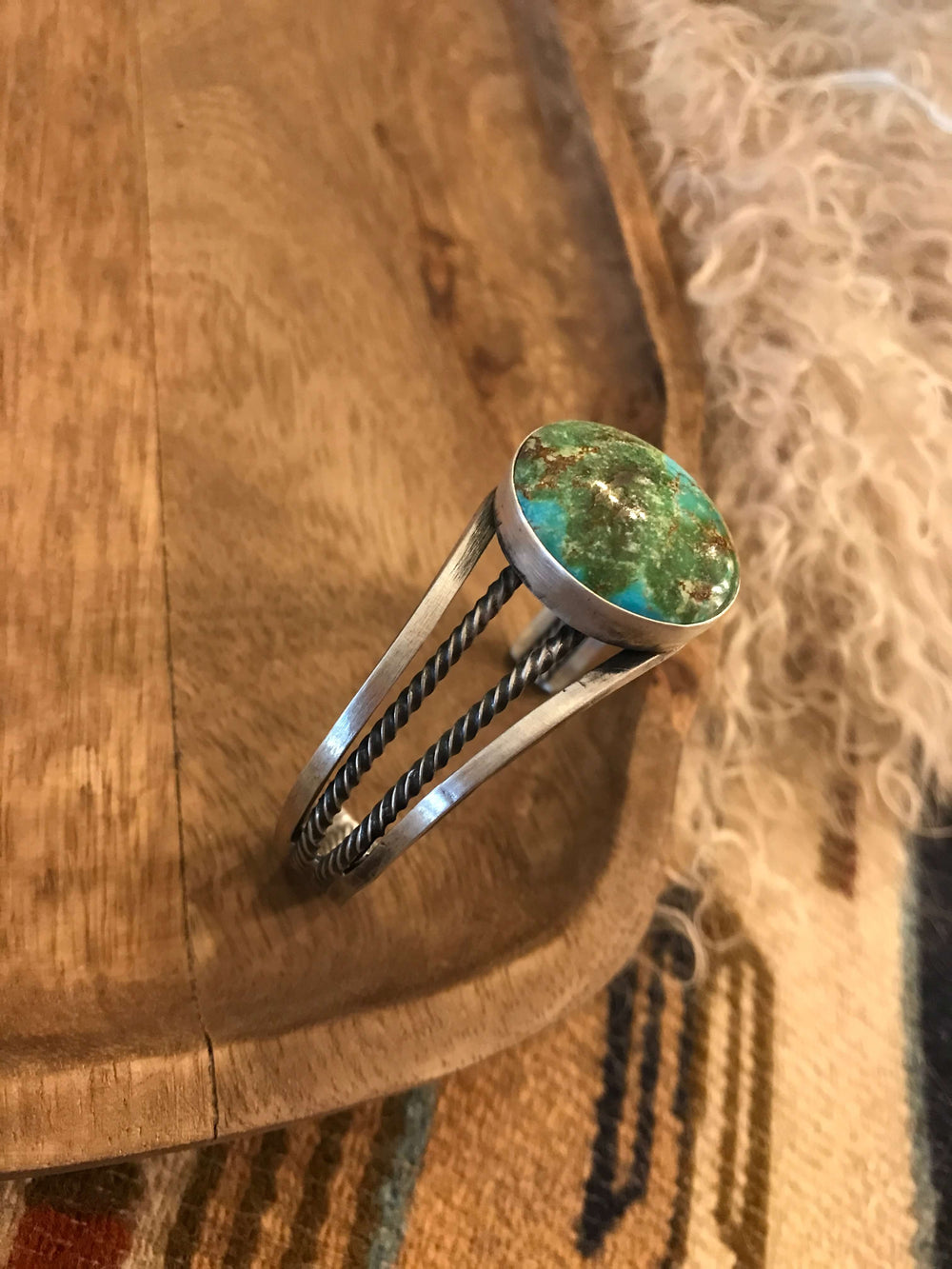 The Mission Bend Turquoise Cuff, 1-Bracelets & Cuffs-Calli Co., Turquoise and Silver Jewelry, Native American Handmade, Zuni Tribe, Navajo Tribe, Brock Texas