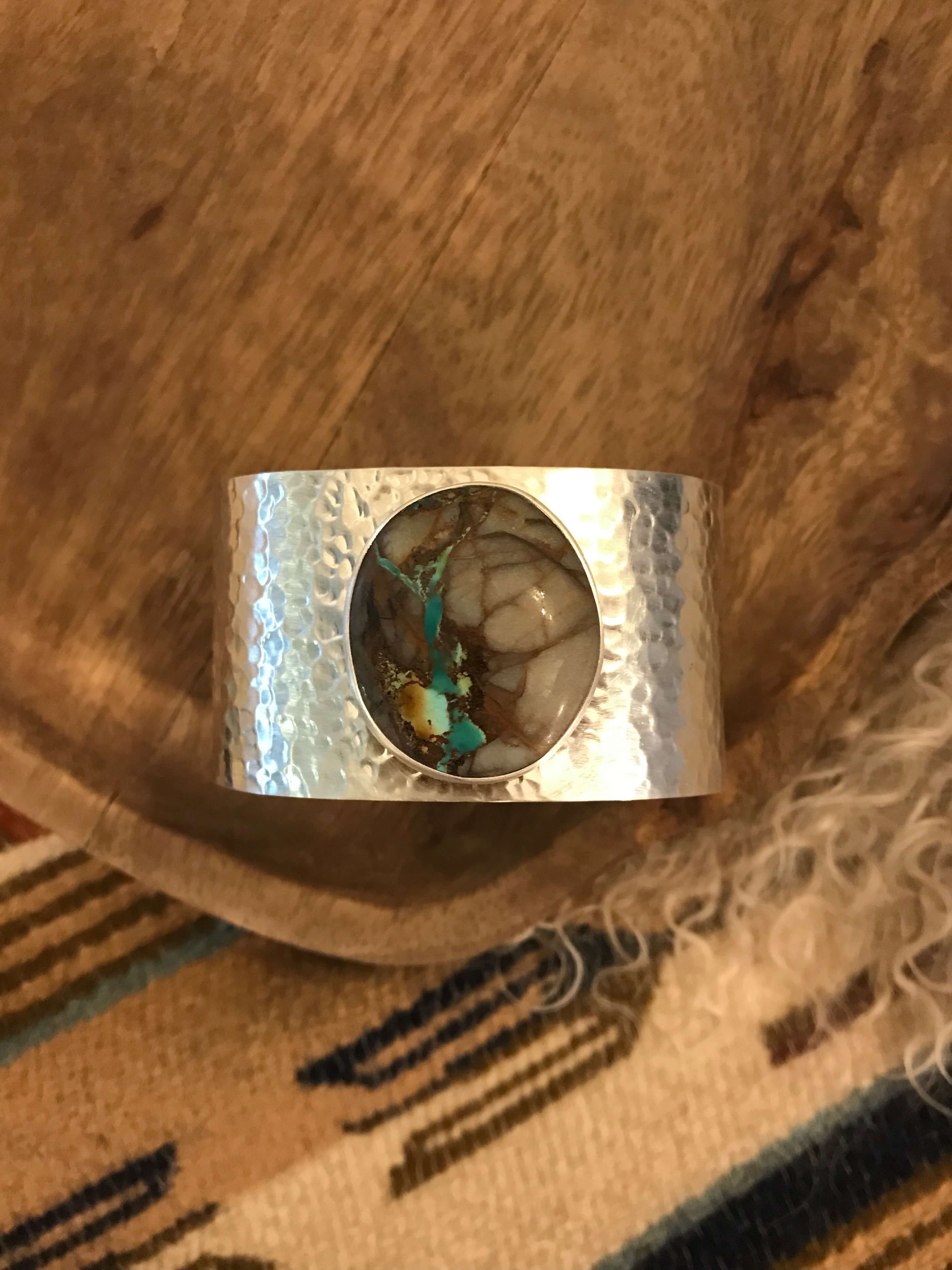 The Belle River Royston Turquoise Cuff, 1-Bracelets & Cuffs-Calli Co., Turquoise and Silver Jewelry, Native American Handmade, Zuni Tribe, Navajo Tribe, Brock Texas