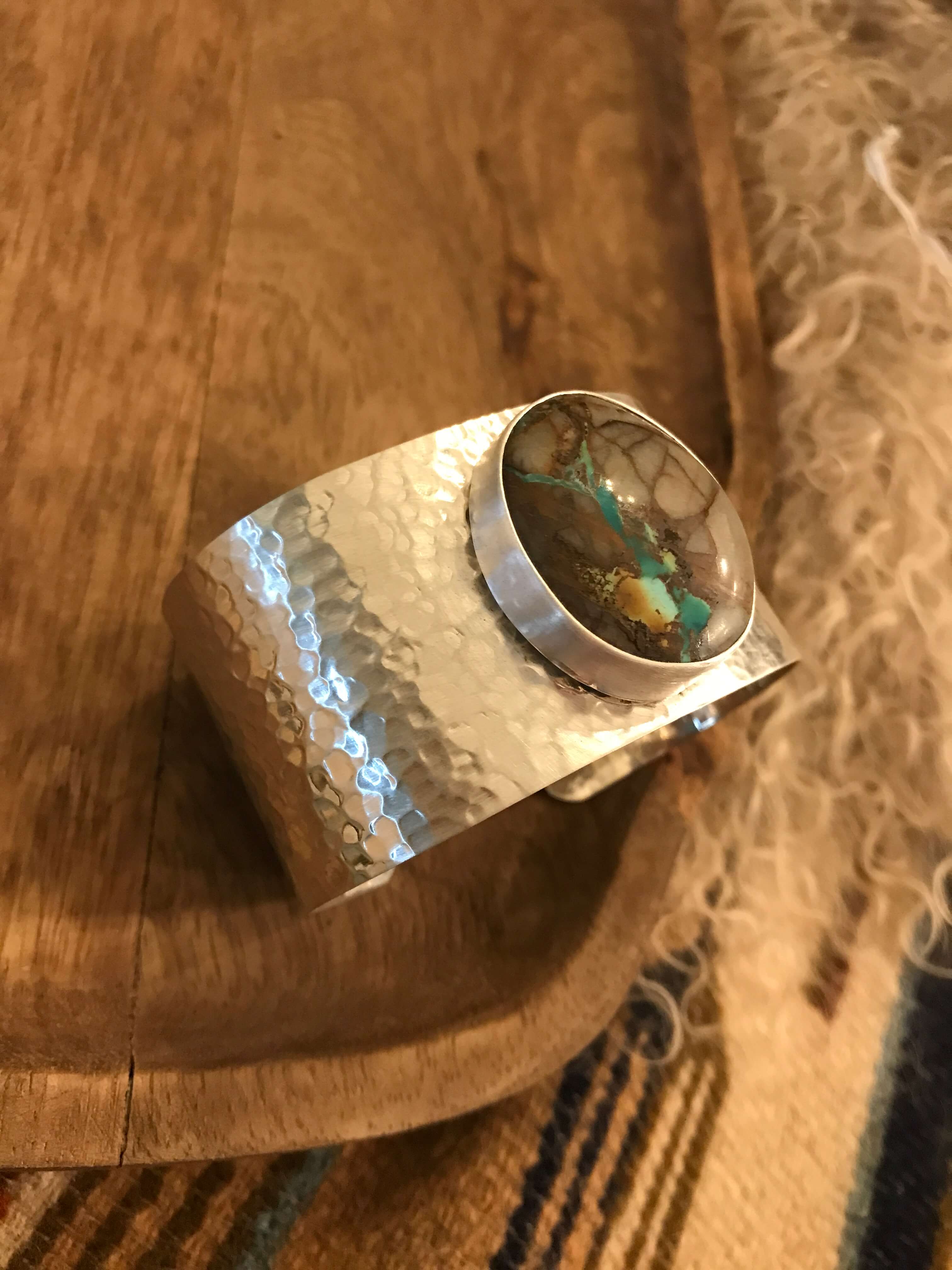 The Belle River Royston Turquoise Cuff, 1-Bracelets & Cuffs-Calli Co., Turquoise and Silver Jewelry, Native American Handmade, Zuni Tribe, Navajo Tribe, Brock Texas