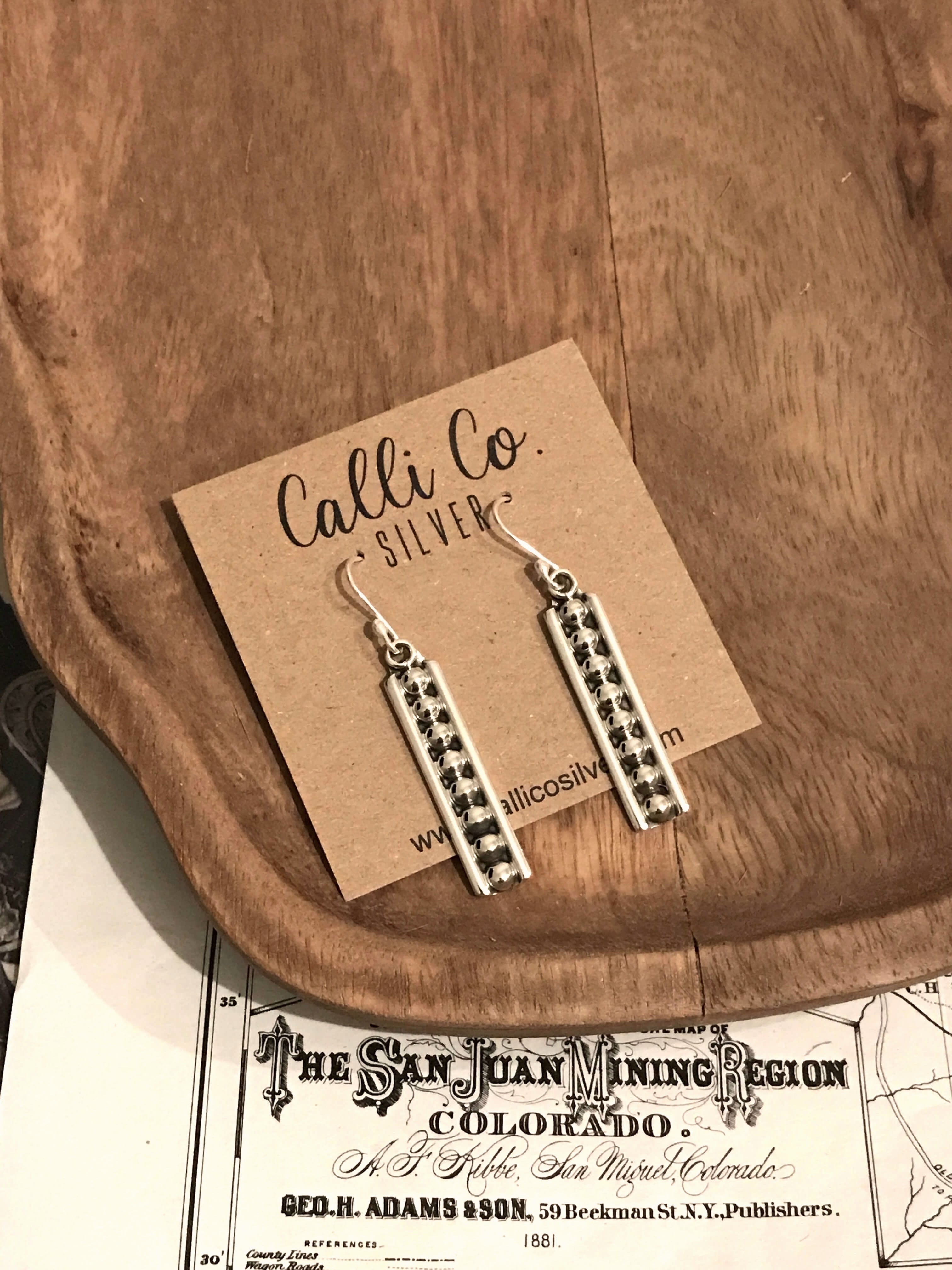 The Holly Sterling Earrings-Earrings-Calli Co., Turquoise and Silver Jewelry, Native American Handmade, Zuni Tribe, Navajo Tribe, Brock Texas