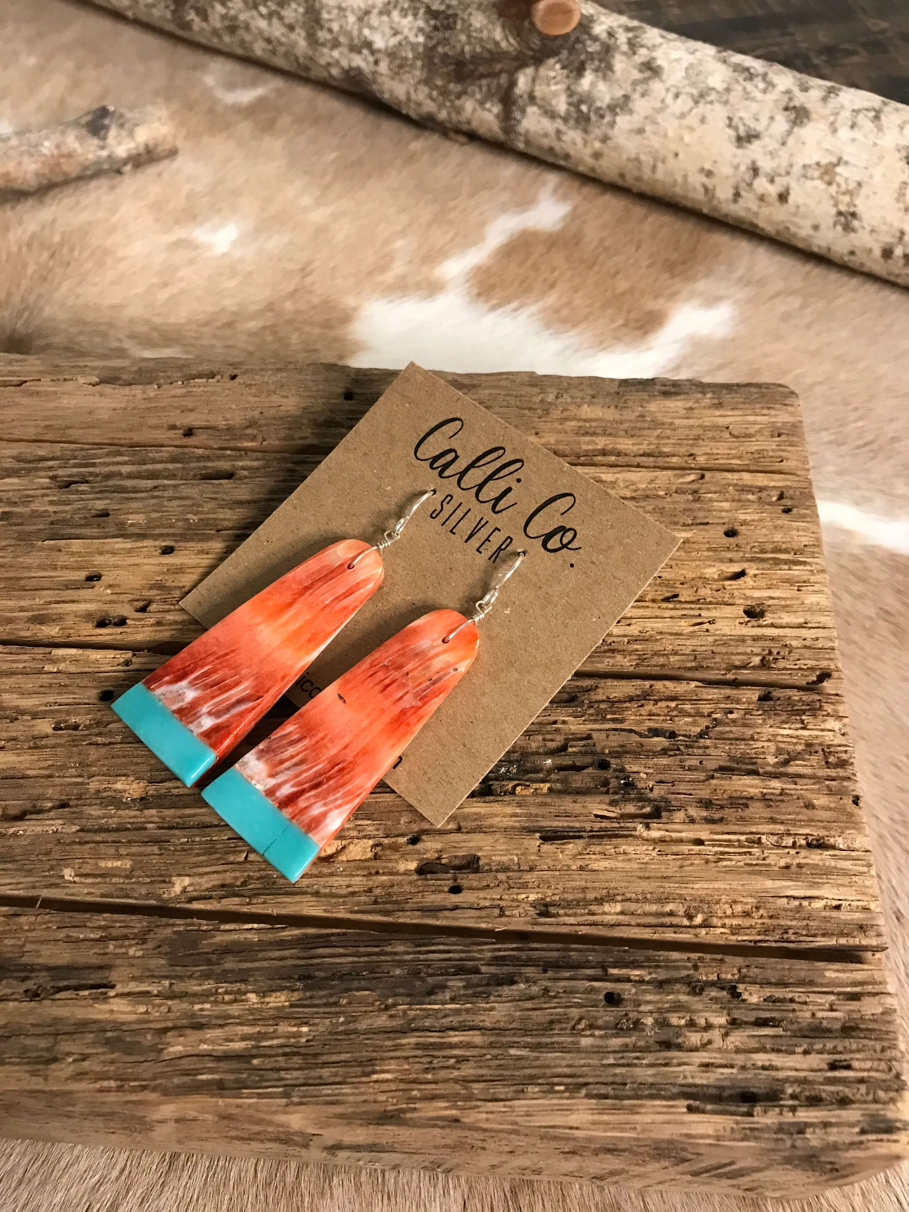 The Villahermosa Spiny Earring, 2-Earrings-Calli Co., Turquoise and Silver Jewelry, Native American Handmade, Zuni Tribe, Navajo Tribe, Brock Texas