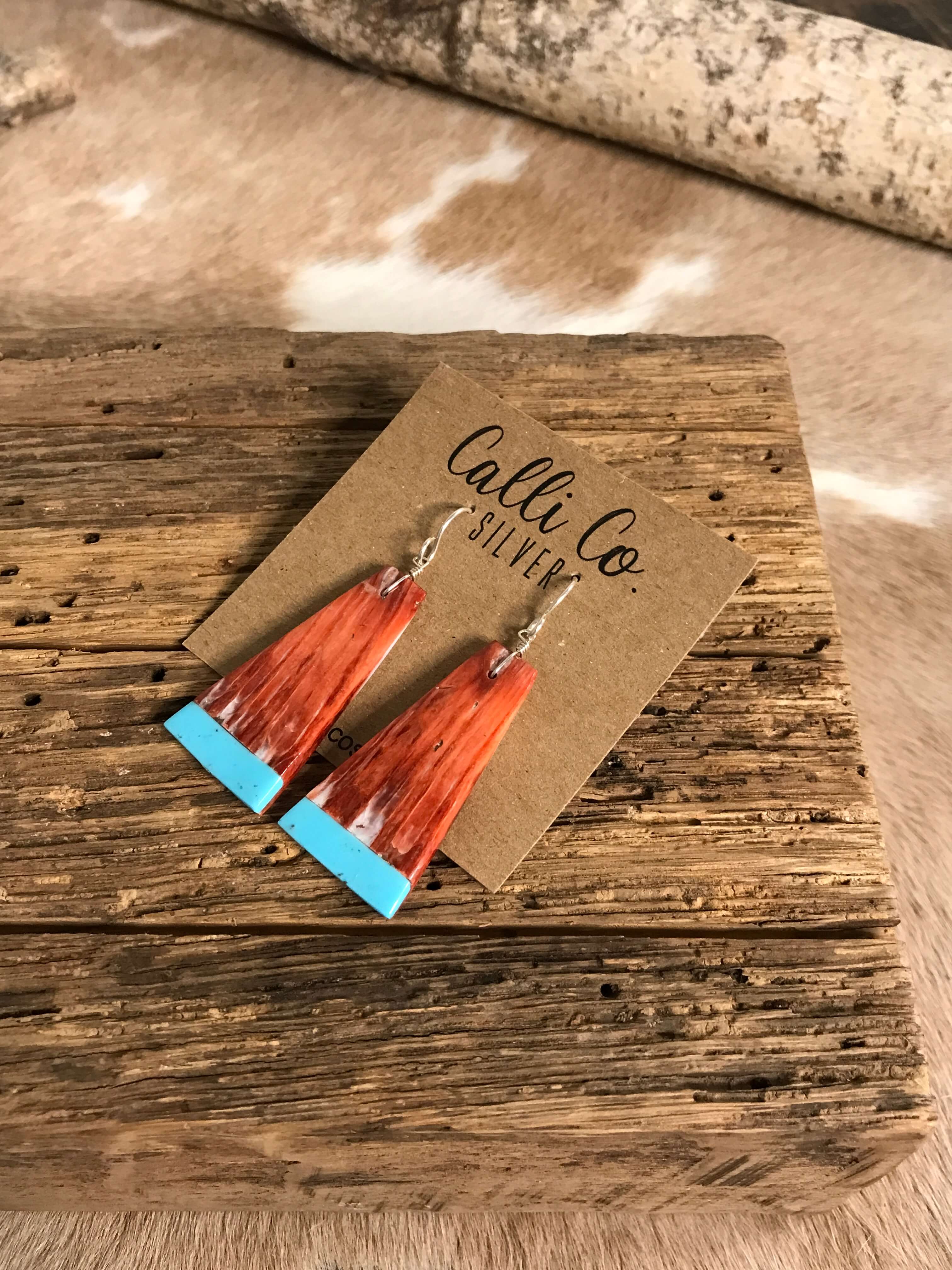 The Villahermosa Spiny Earring, 4-Earrings-Calli Co., Turquoise and Silver Jewelry, Native American Handmade, Zuni Tribe, Navajo Tribe, Brock Texas