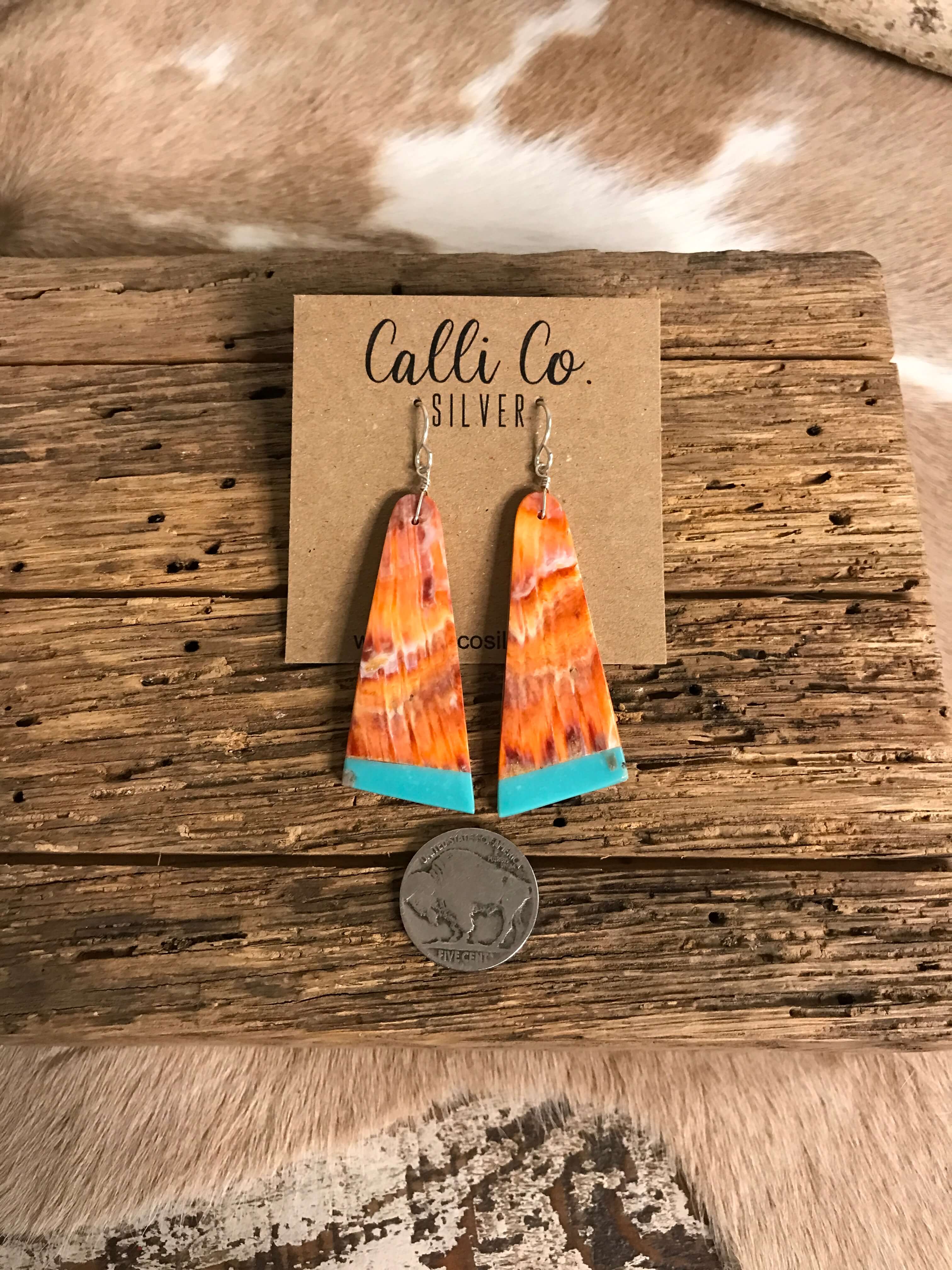 The Villahermosa Spiny Earring, 5-Earrings-Calli Co., Turquoise and Silver Jewelry, Native American Handmade, Zuni Tribe, Navajo Tribe, Brock Texas