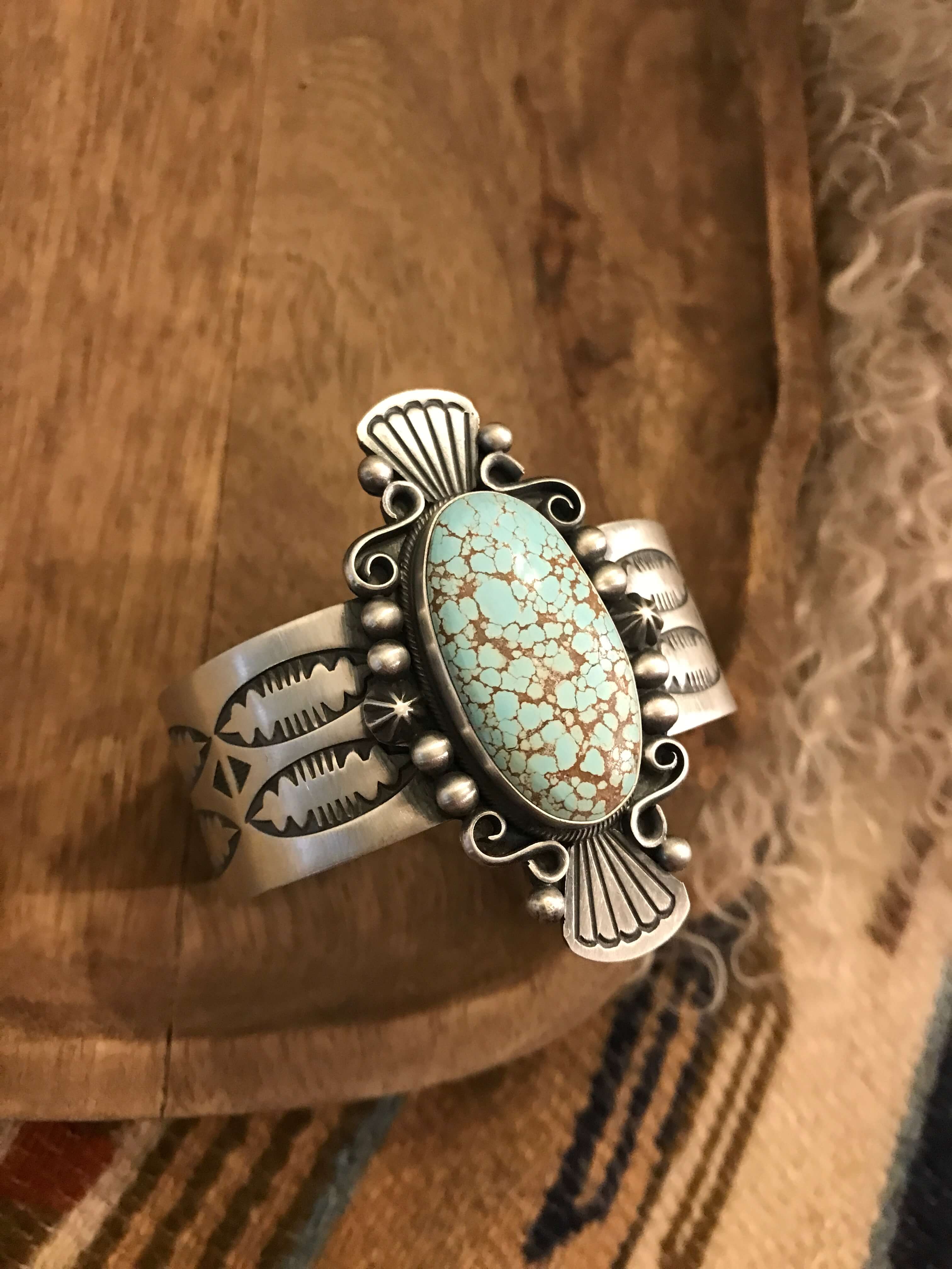 The Alton Number 8 Mine Cuff-Bracelets & Cuffs-Calli Co., Turquoise and Silver Jewelry, Native American Handmade, Zuni Tribe, Navajo Tribe, Brock Texas