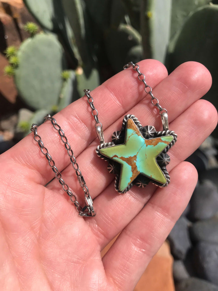 The Turquoise Star Necklace, 6-Necklaces-Calli Co., Turquoise and Silver Jewelry, Native American Handmade, Zuni Tribe, Navajo Tribe, Brock Texas