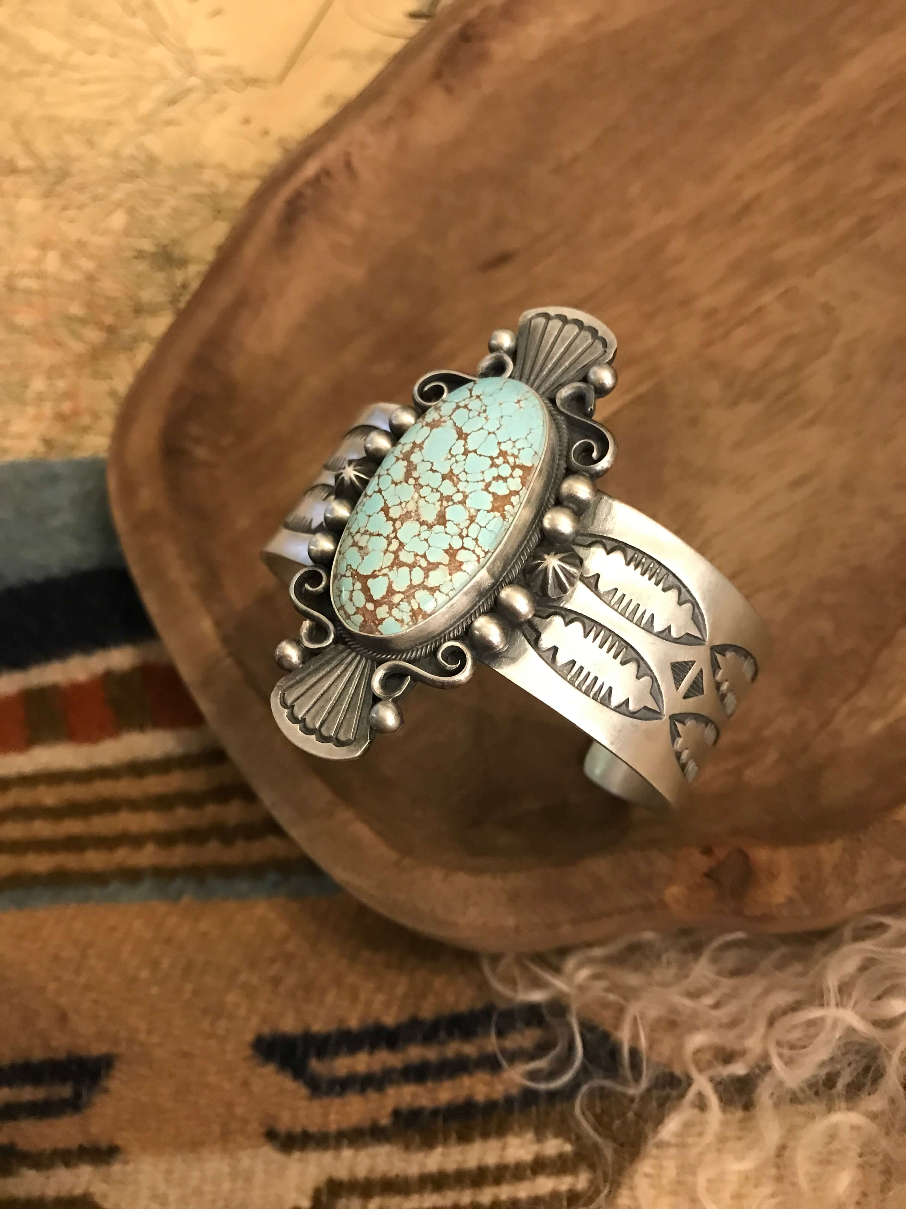 The Alton Number 8 Mine Cuff-Bracelets & Cuffs-Calli Co., Turquoise and Silver Jewelry, Native American Handmade, Zuni Tribe, Navajo Tribe, Brock Texas