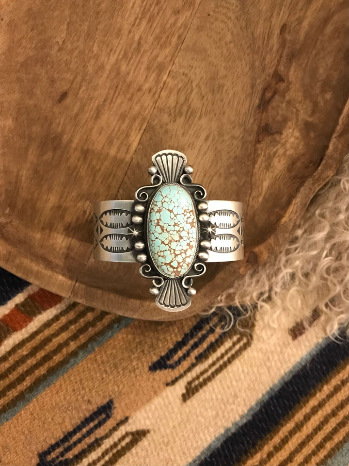 The Alton Number 8 Mine Cuff-Bracelets & Cuffs-Calli Co., Turquoise and Silver Jewelry, Native American Handmade, Zuni Tribe, Navajo Tribe, Brock Texas