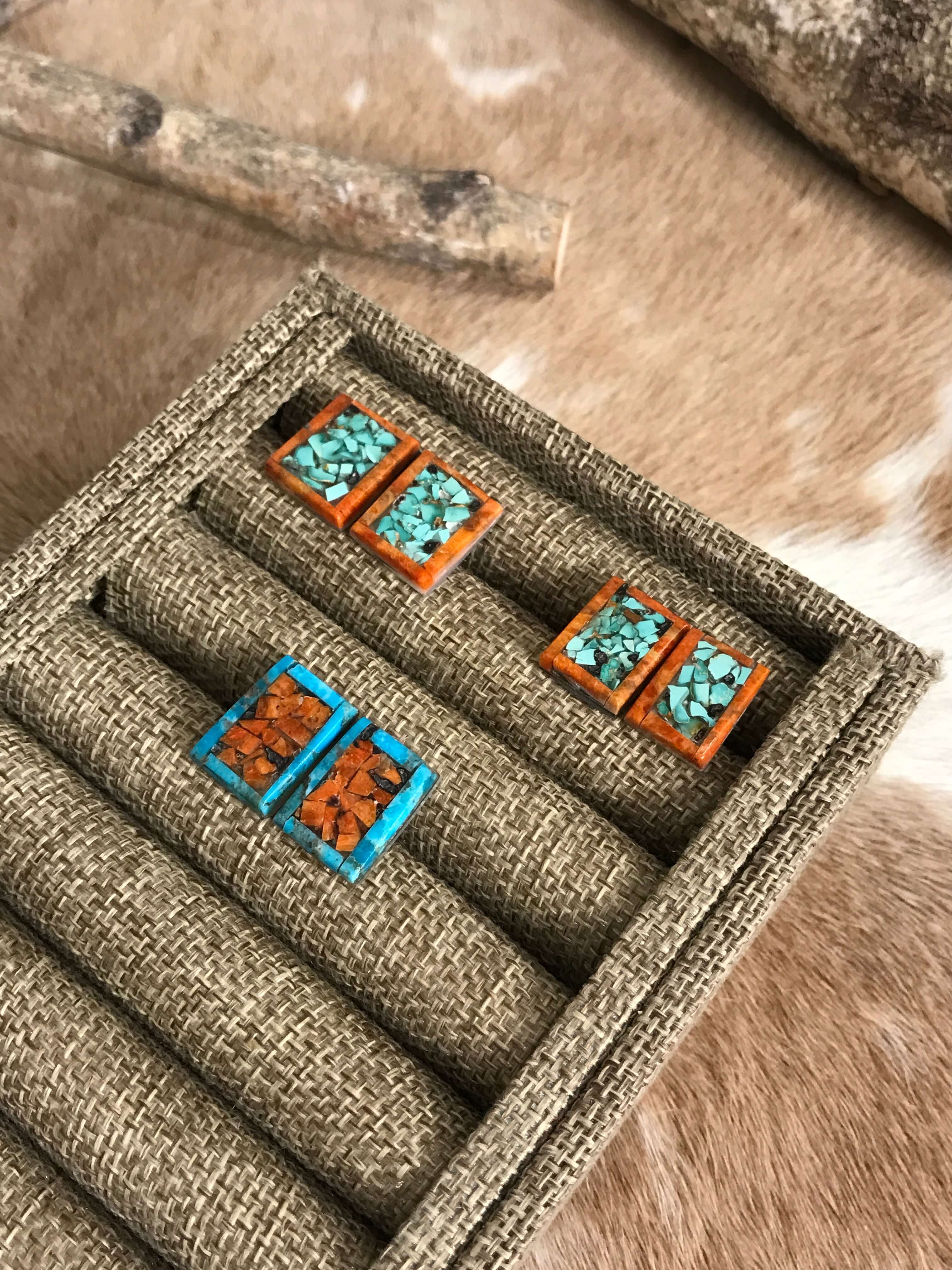 Navajo Handmade Multi Stone Earrings | Calli Co. Silver | Fort