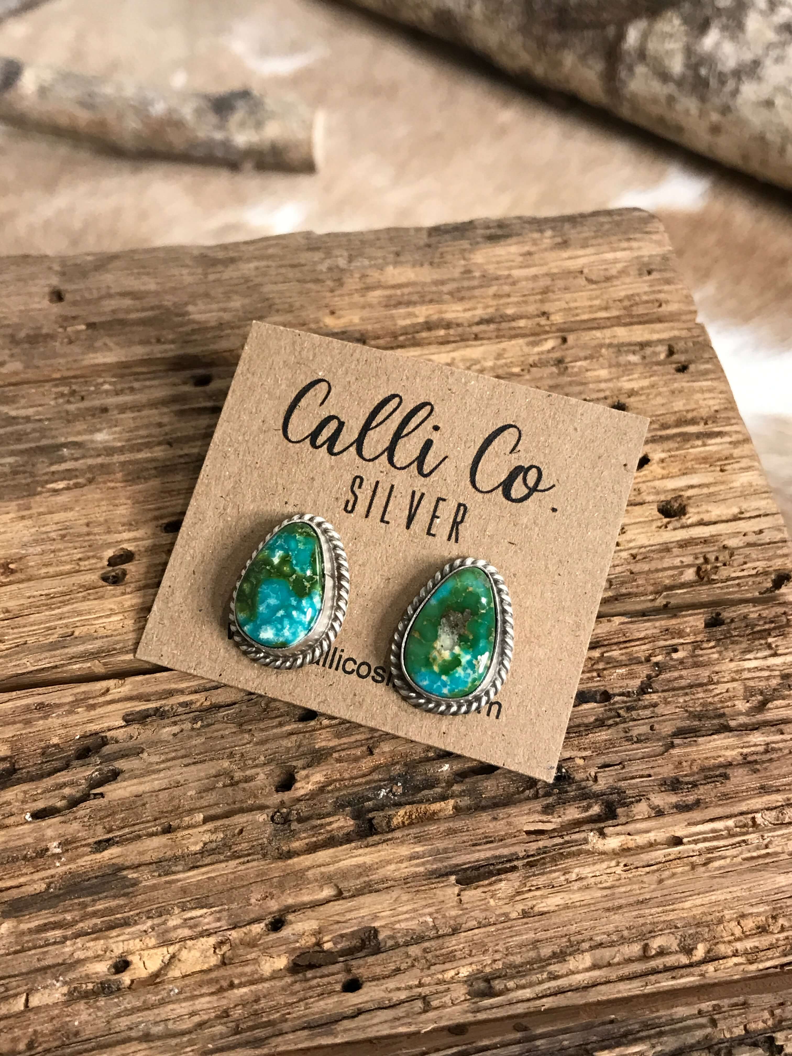 The Turquoise Studs, 29-Earrings-Calli Co., Turquoise and Silver Jewelry, Native American Handmade, Zuni Tribe, Navajo Tribe, Brock Texas