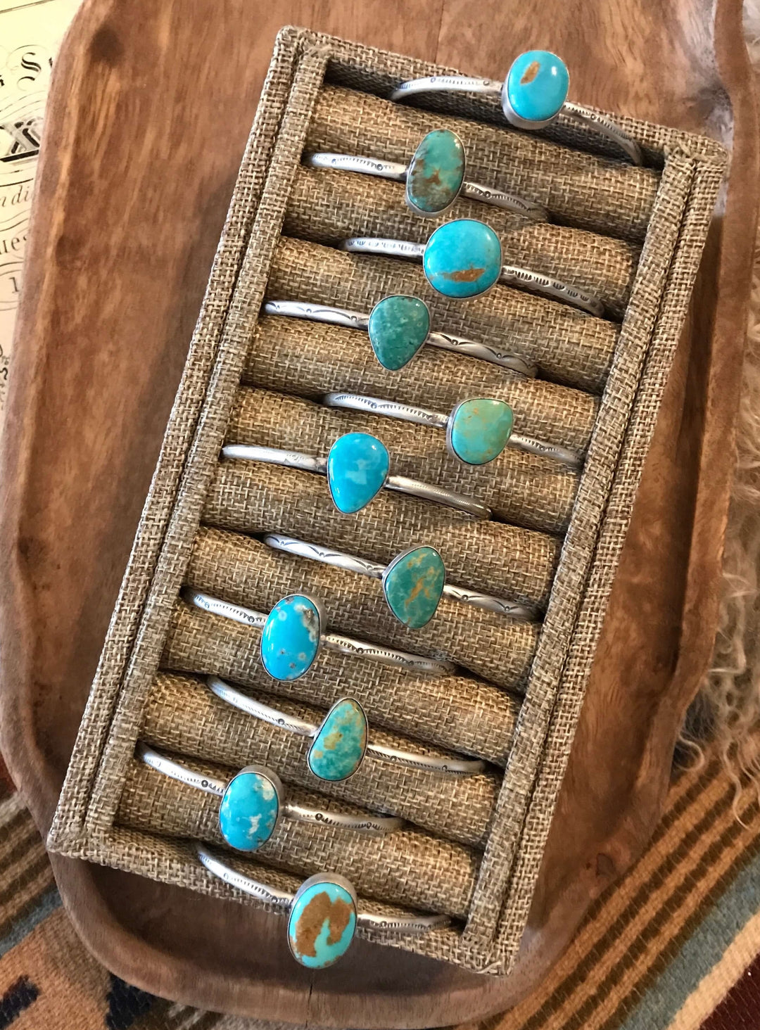 The Bowen Turquoise Cuffs-Bracelets & Cuffs-Calli Co., Turquoise and Silver Jewelry, Native American Handmade, Zuni Tribe, Navajo Tribe, Brock Texas