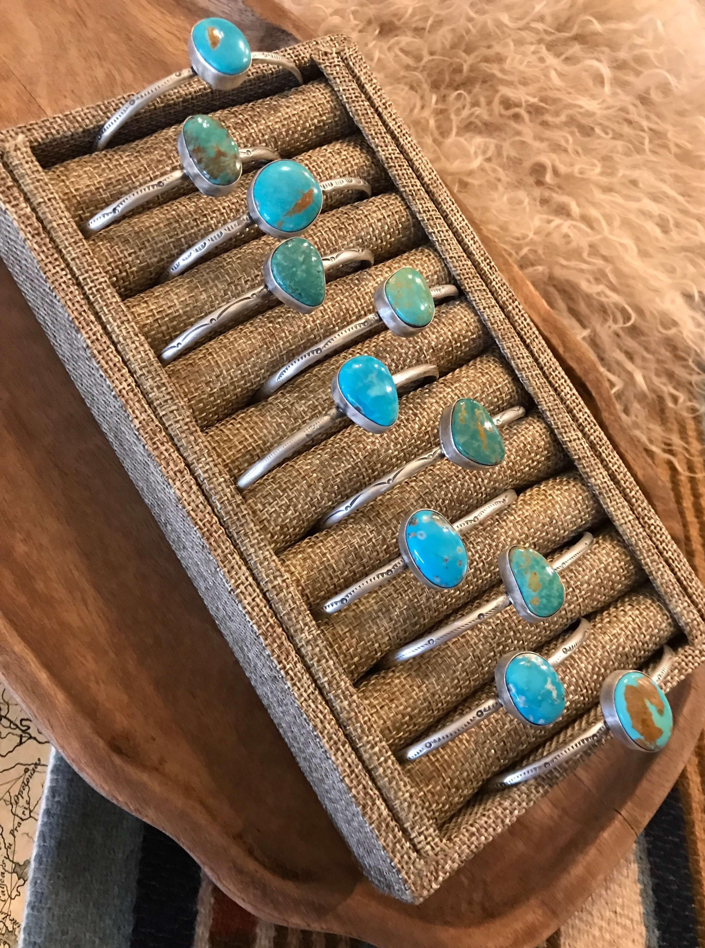 The Bowen Turquoise Cuffs-Bracelets & Cuffs-Calli Co., Turquoise and Silver Jewelry, Native American Handmade, Zuni Tribe, Navajo Tribe, Brock Texas