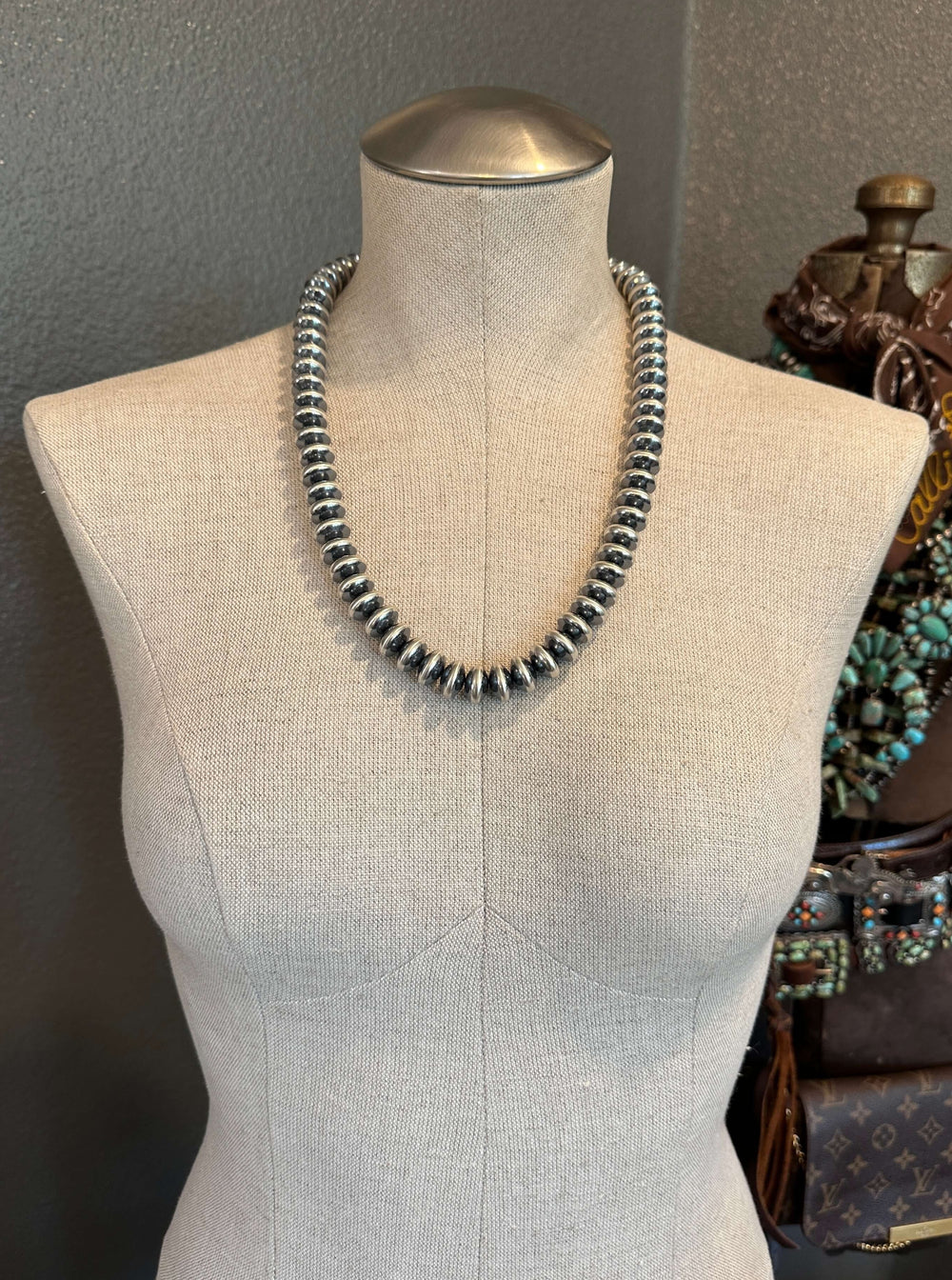 The Tarrant 14mm Saucer Pearl Necklace-Necklaces-Calli Co., Turquoise and Silver Jewelry, Native American Handmade, Zuni Tribe, Navajo Tribe, Brock Texas