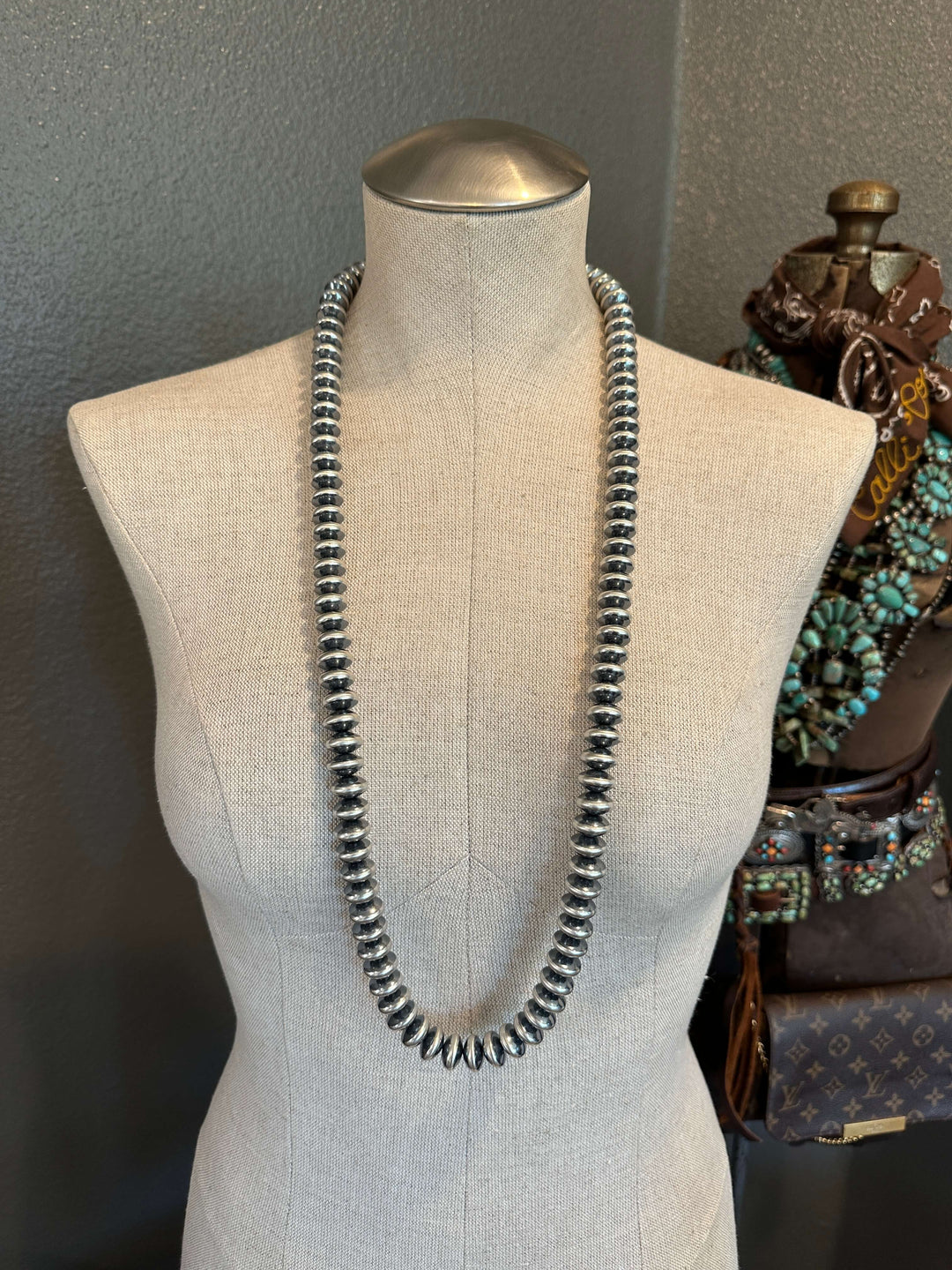 The Tarrant 14mm Saucer Pearl Necklace-Necklaces-Calli Co., Turquoise and Silver Jewelry, Native American Handmade, Zuni Tribe, Navajo Tribe, Brock Texas