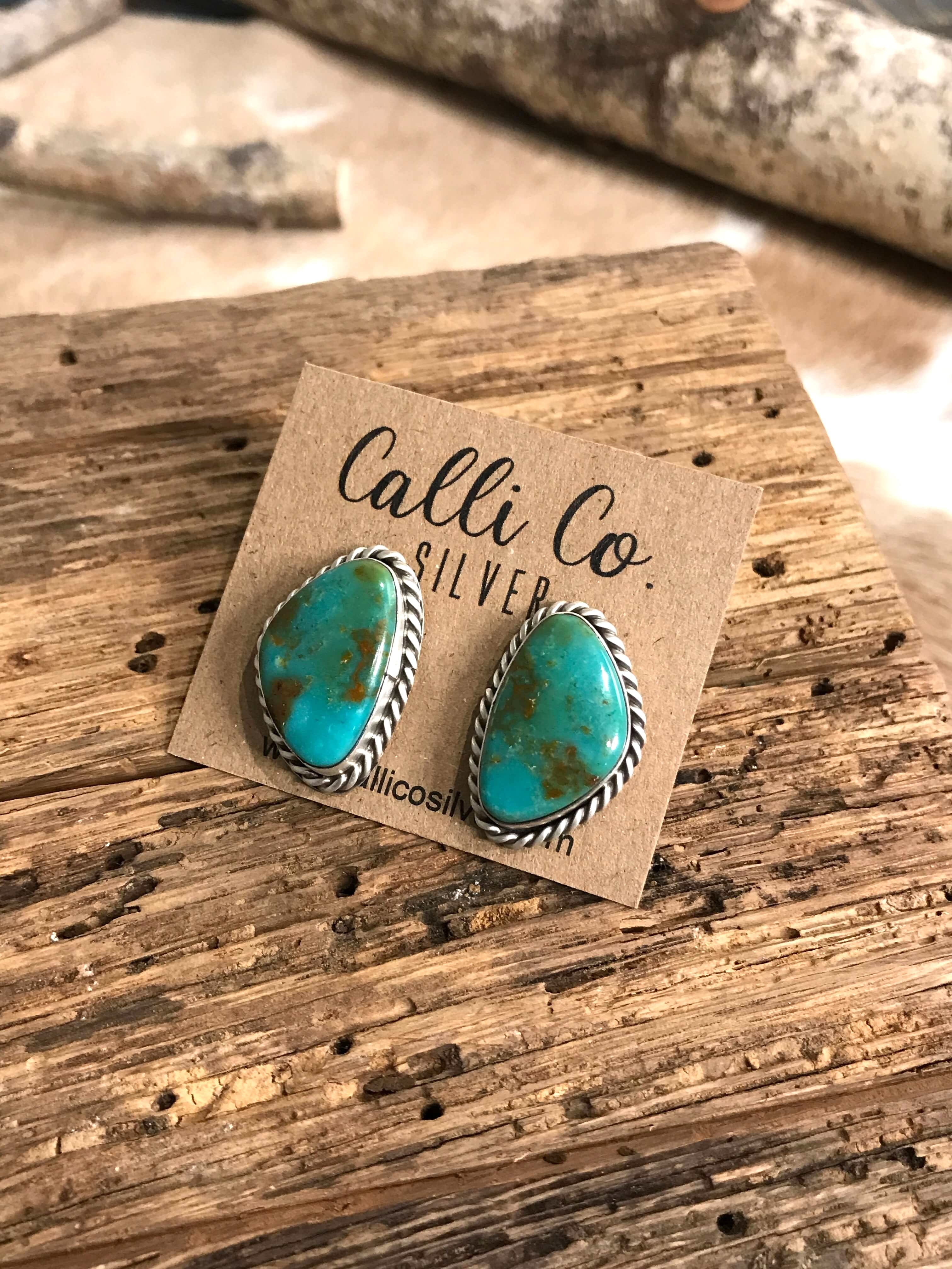 The Turquoise Studs, 37-Earrings-Calli Co., Turquoise and Silver Jewelry, Native American Handmade, Zuni Tribe, Navajo Tribe, Brock Texas