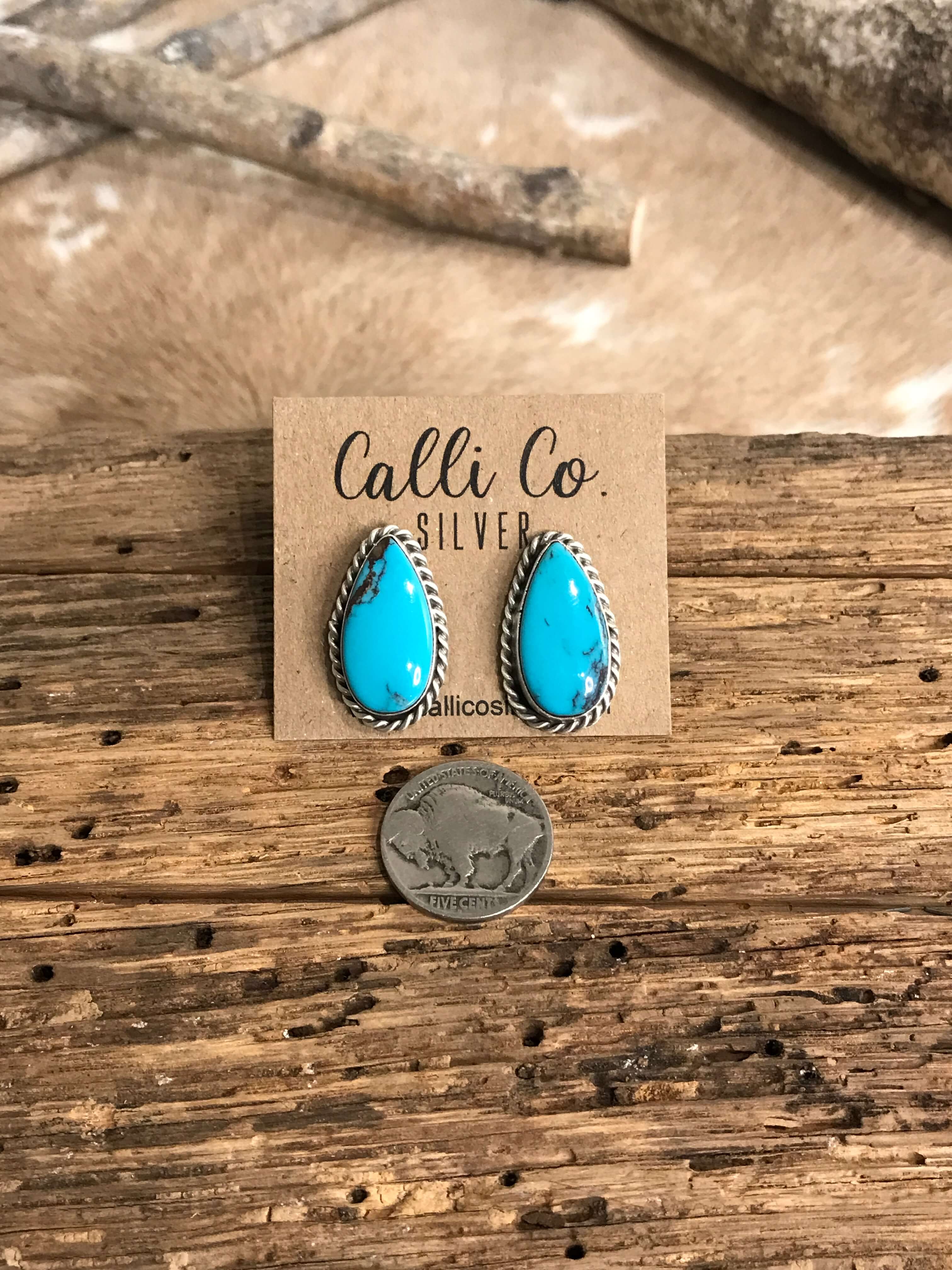 The Turquoise Studs, 38-Earrings-Calli Co., Turquoise and Silver Jewelry, Native American Handmade, Zuni Tribe, Navajo Tribe, Brock Texas