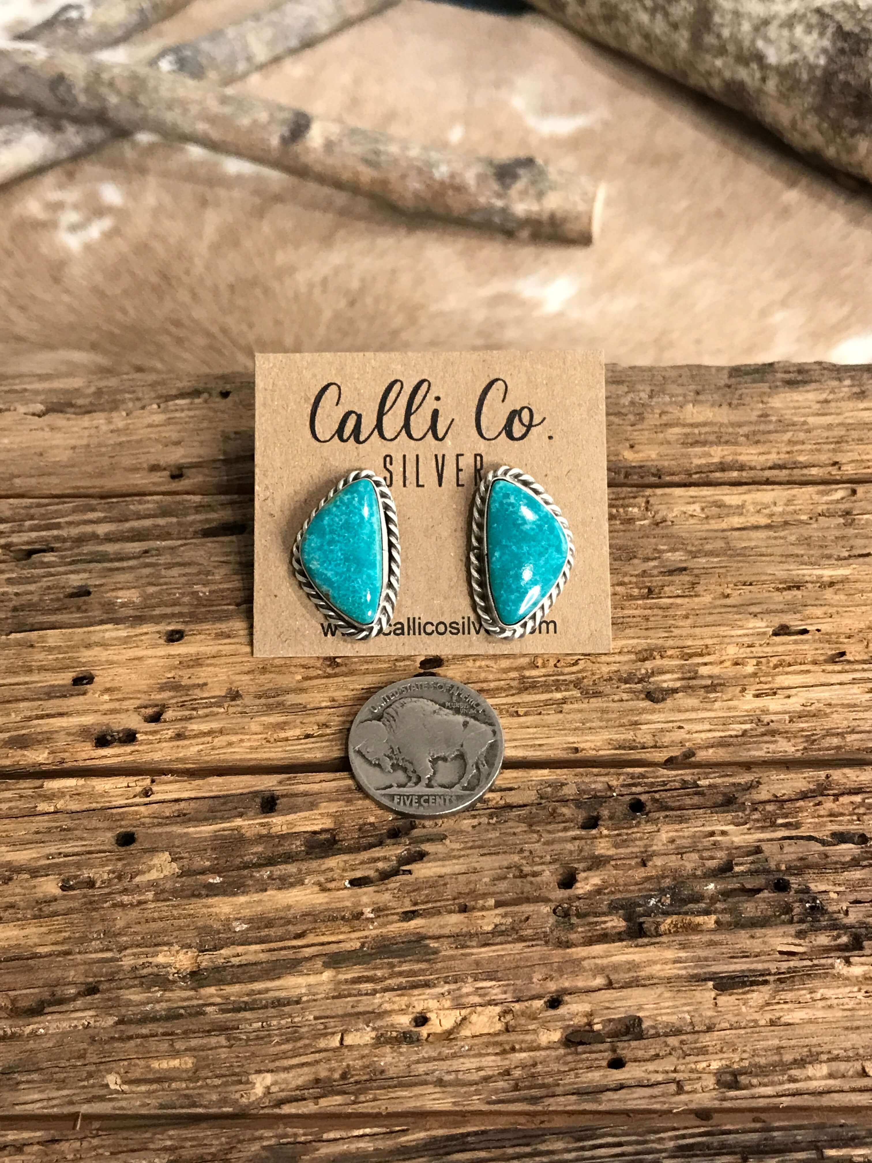 The Turquoise Studs, 39-Earrings-Calli Co., Turquoise and Silver Jewelry, Native American Handmade, Zuni Tribe, Navajo Tribe, Brock Texas