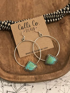 The Keystone Hoop Earrings, 22-Earrings-Calli Co., Turquoise and Silver Jewelry, Native American Handmade, Zuni Tribe, Navajo Tribe, Brock Texas