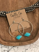 The Keystone Hoop Earrings, 23-Earrings-Calli Co., Turquoise and Silver Jewelry, Native American Handmade, Zuni Tribe, Navajo Tribe, Brock Texas