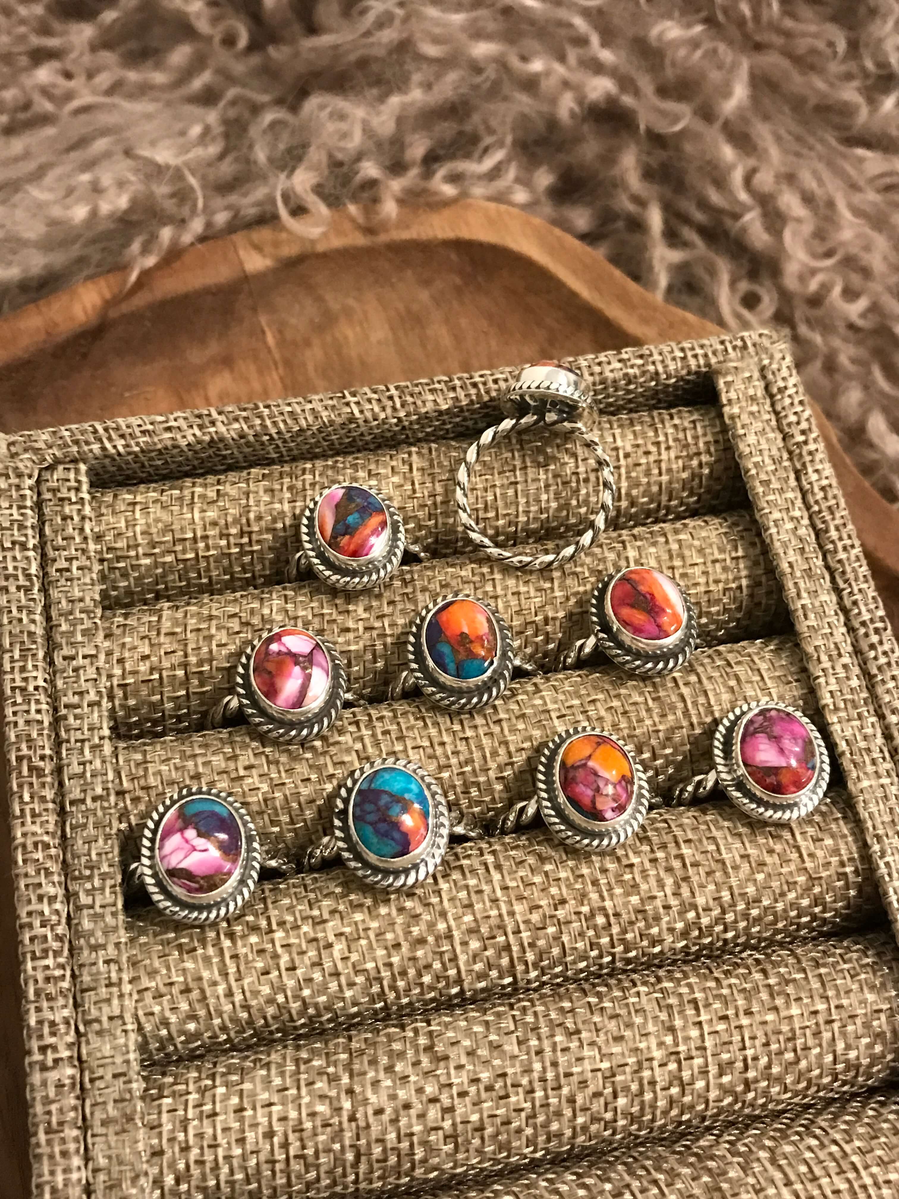 The Valley of Fire Rings-Rings-Calli Co., Turquoise and Silver Jewelry, Native American Handmade, Zuni Tribe, Navajo Tribe, Brock Texas