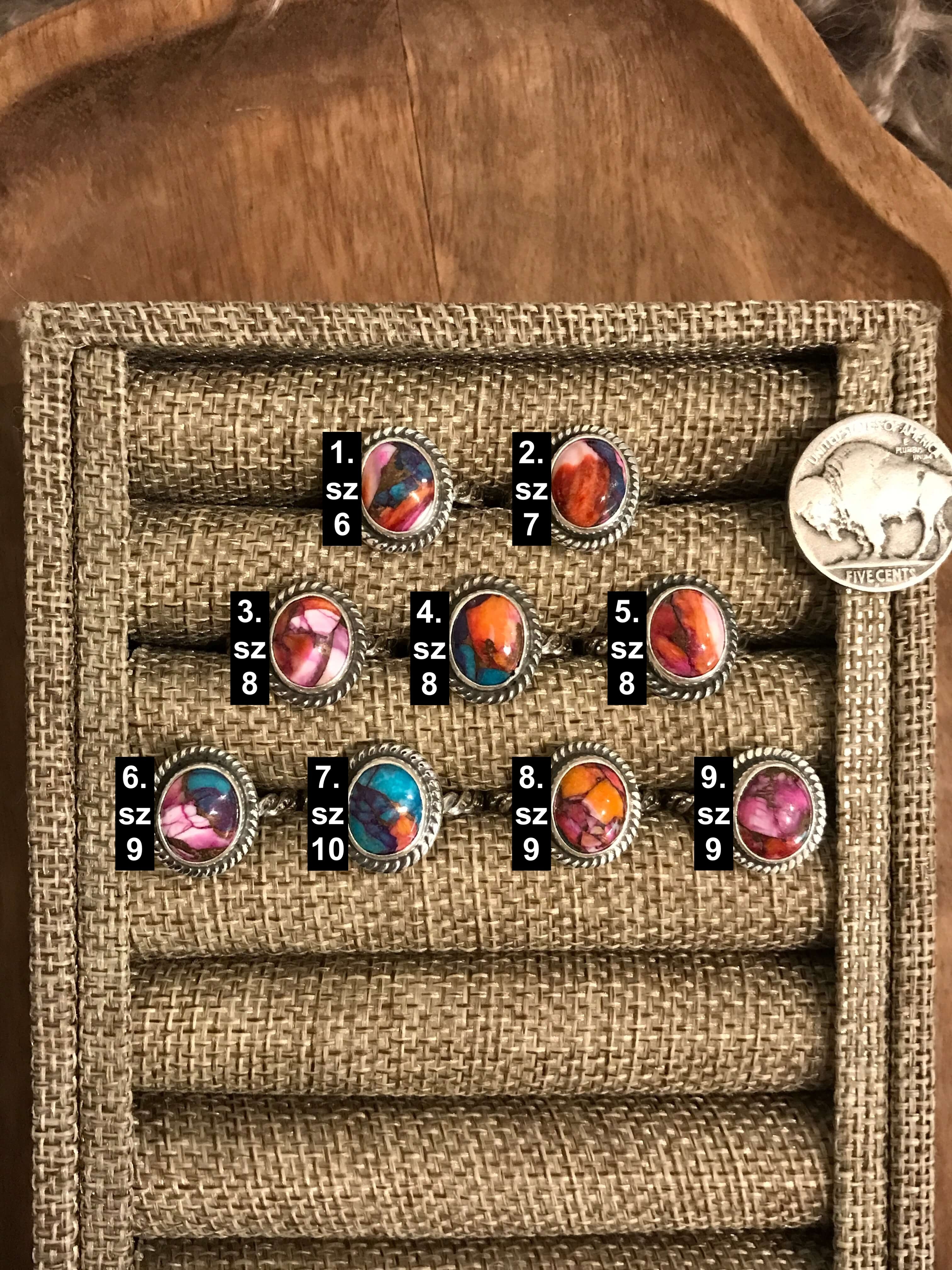 The Valley of Fire Rings-Rings-Calli Co., Turquoise and Silver Jewelry, Native American Handmade, Zuni Tribe, Navajo Tribe, Brock Texas