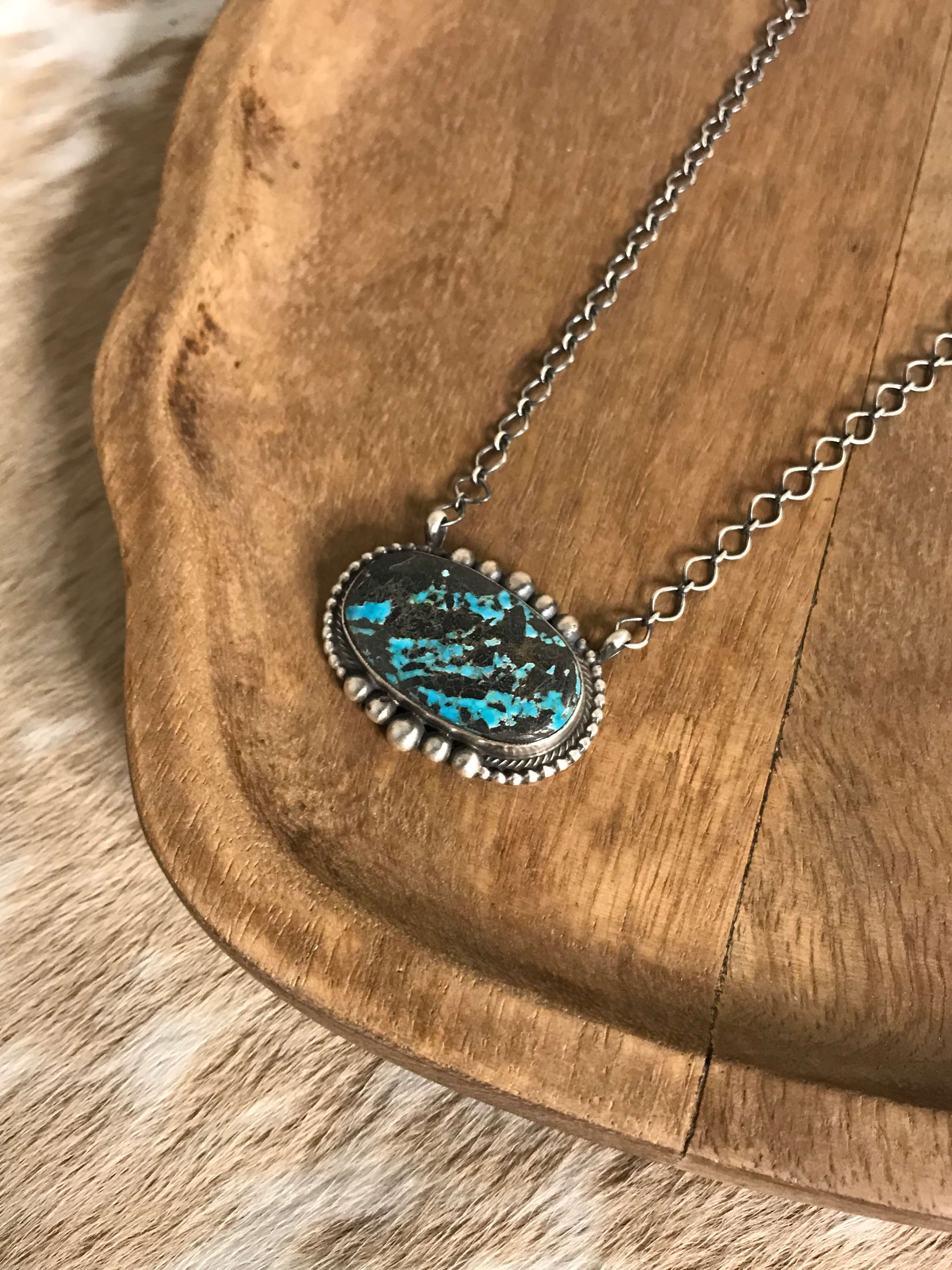 The Ballena Necklace in Turquoise, 3-Necklaces-Calli Co., Turquoise and Silver Jewelry, Native American Handmade, Zuni Tribe, Navajo Tribe, Brock Texas