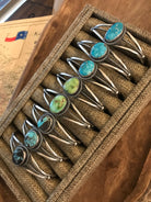 The Bond Turquoise Cuffs-Bracelets & Cuffs-Calli Co., Turquoise and Silver Jewelry, Native American Handmade, Zuni Tribe, Navajo Tribe, Brock Texas