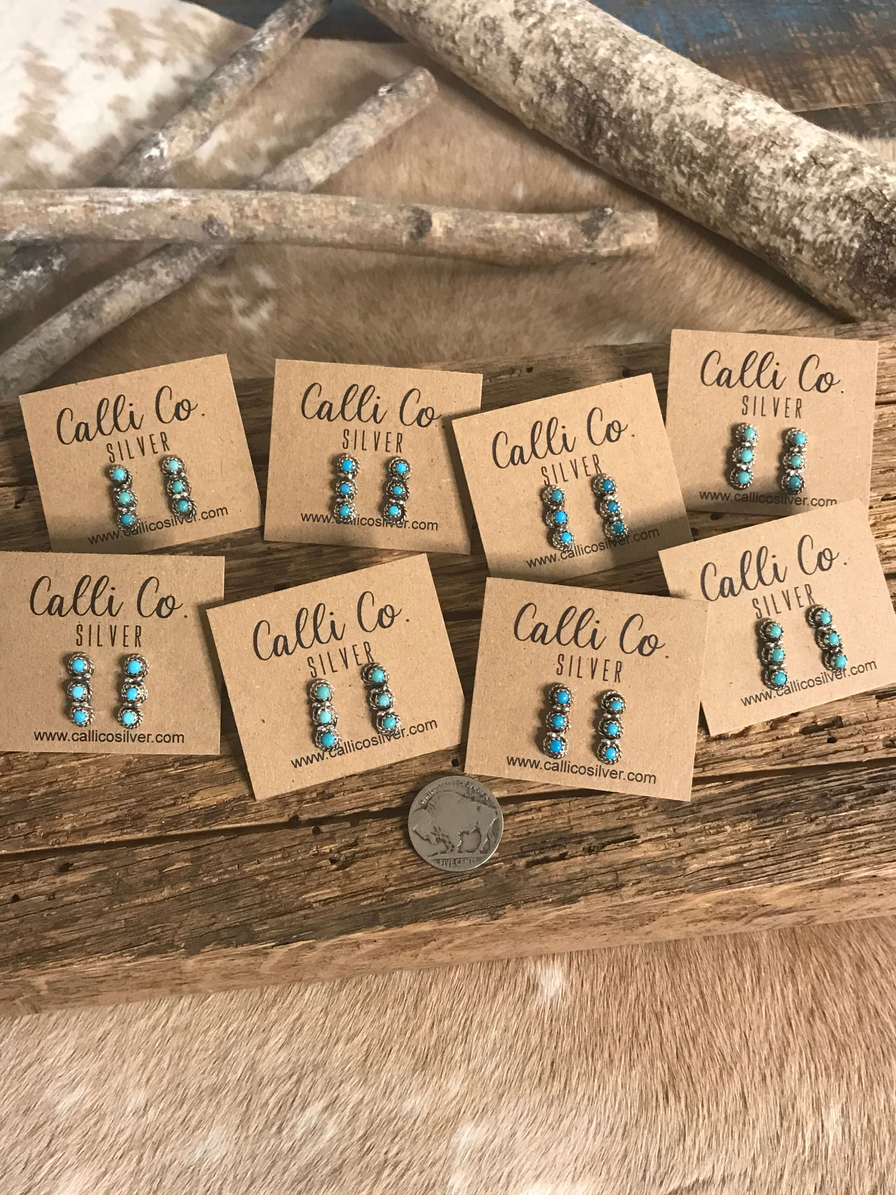 The Tetlin Turquoise Earrings-Earrings-Calli Co., Turquoise and Silver Jewelry, Native American Handmade, Zuni Tribe, Navajo Tribe, Brock Texas