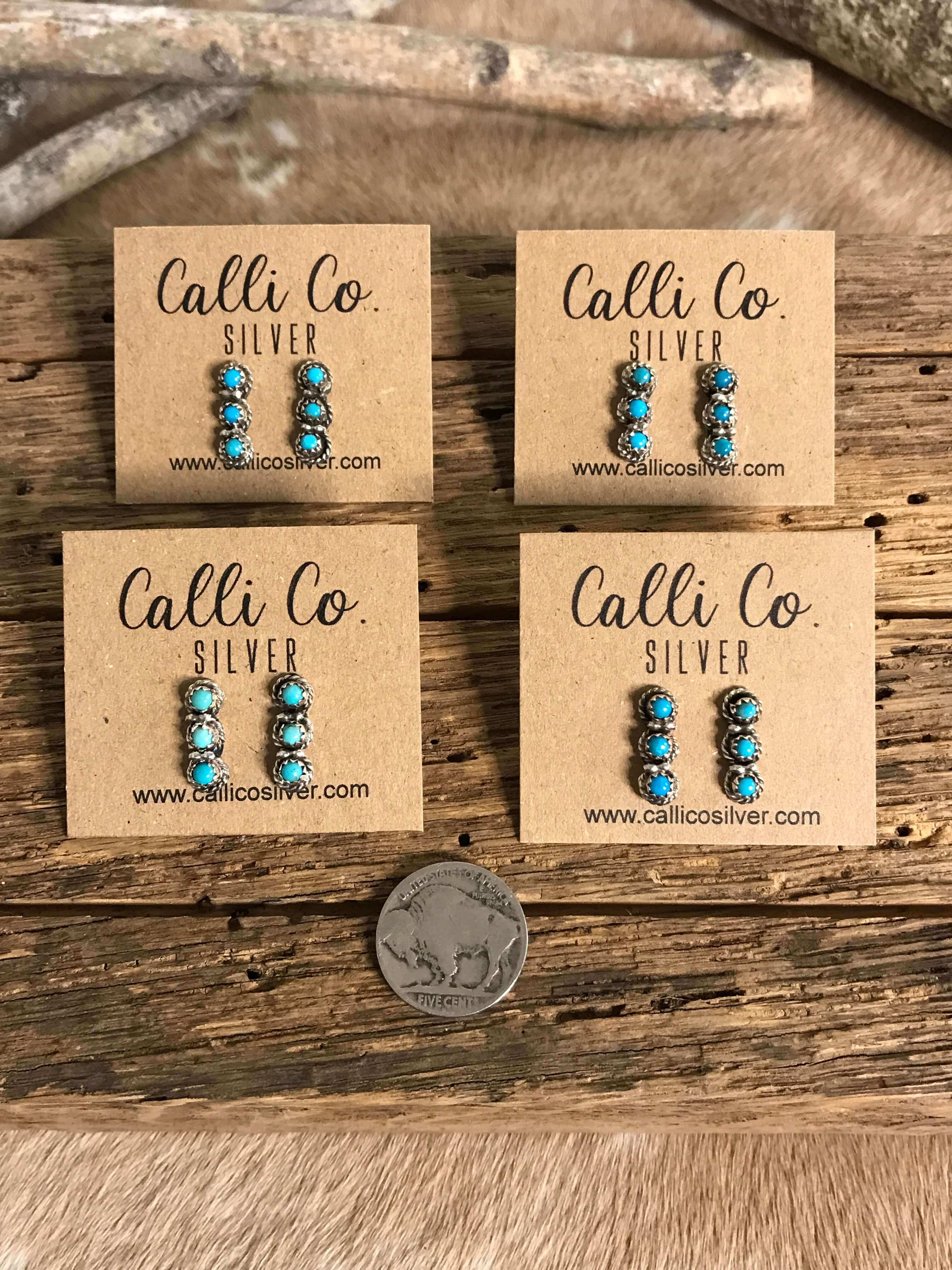 The Tetlin Turquoise Earrings-Earrings-Calli Co., Turquoise and Silver Jewelry, Native American Handmade, Zuni Tribe, Navajo Tribe, Brock Texas