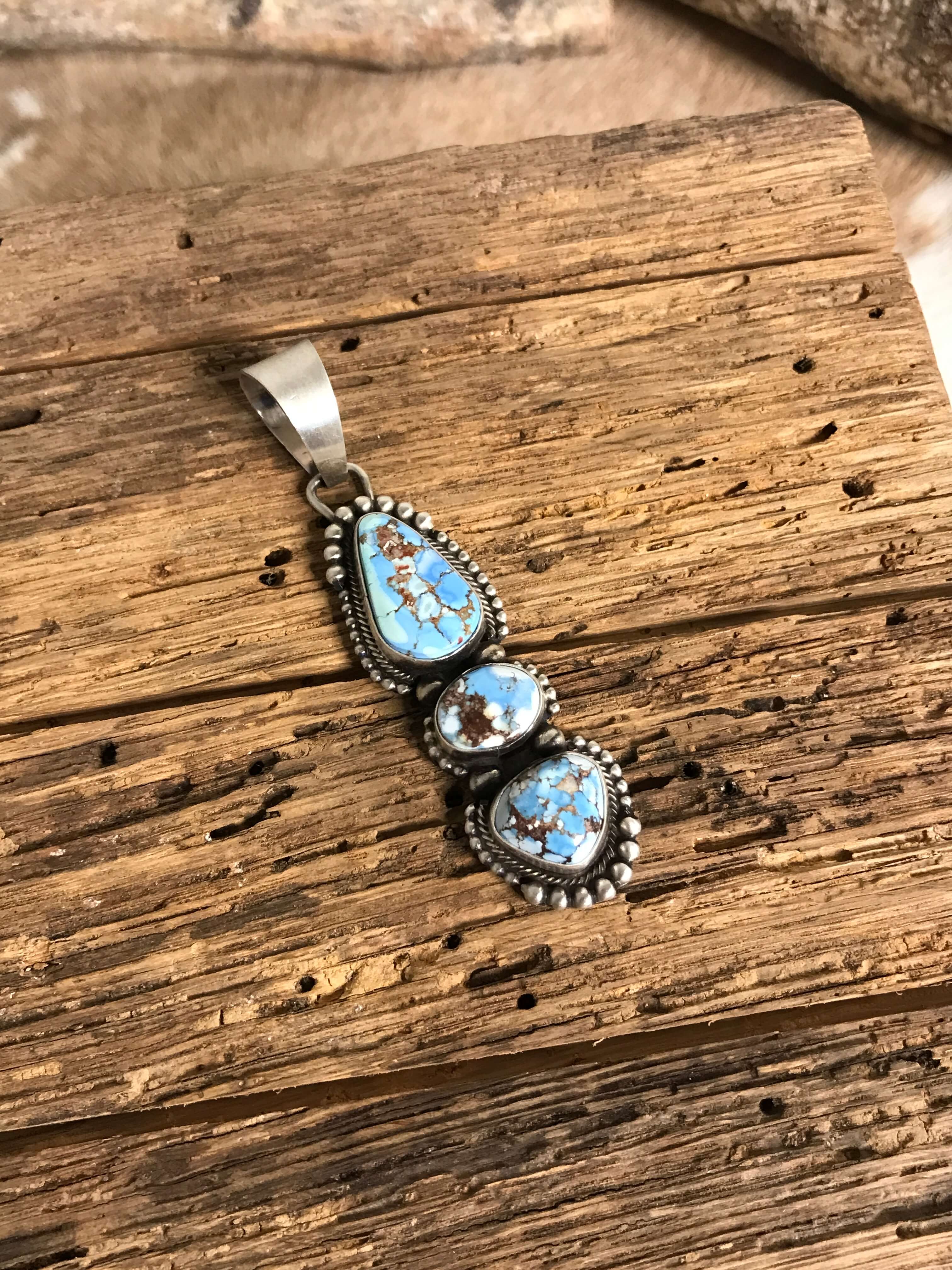 The Copeland Turquoise Pendant, 1-Pendants-Calli Co., Turquoise and Silver Jewelry, Native American Handmade, Zuni Tribe, Navajo Tribe, Brock Texas