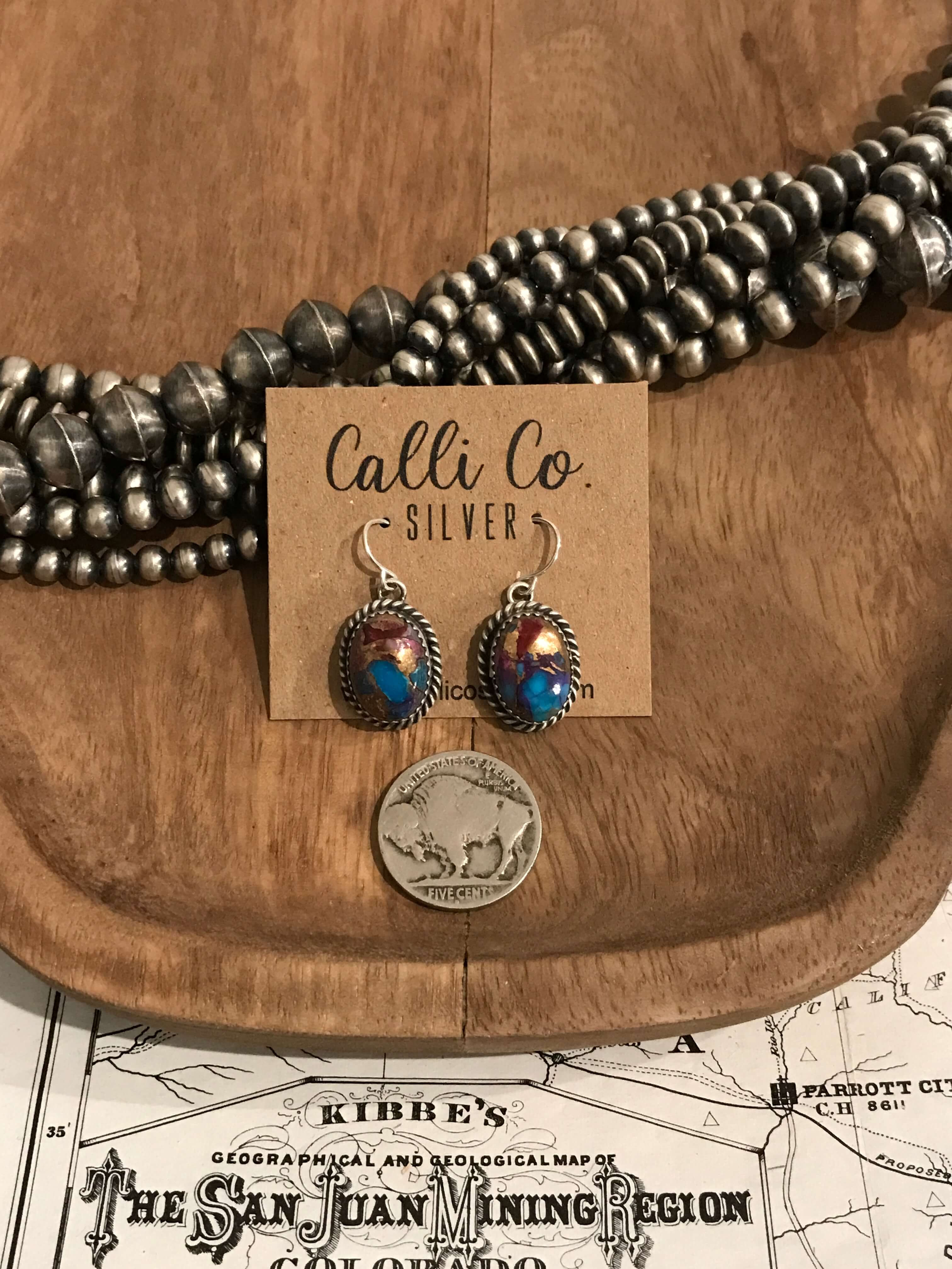 The Clairmont Earrings, 19-Earrings-Calli Co., Turquoise and Silver Jewelry, Native American Handmade, Zuni Tribe, Navajo Tribe, Brock Texas