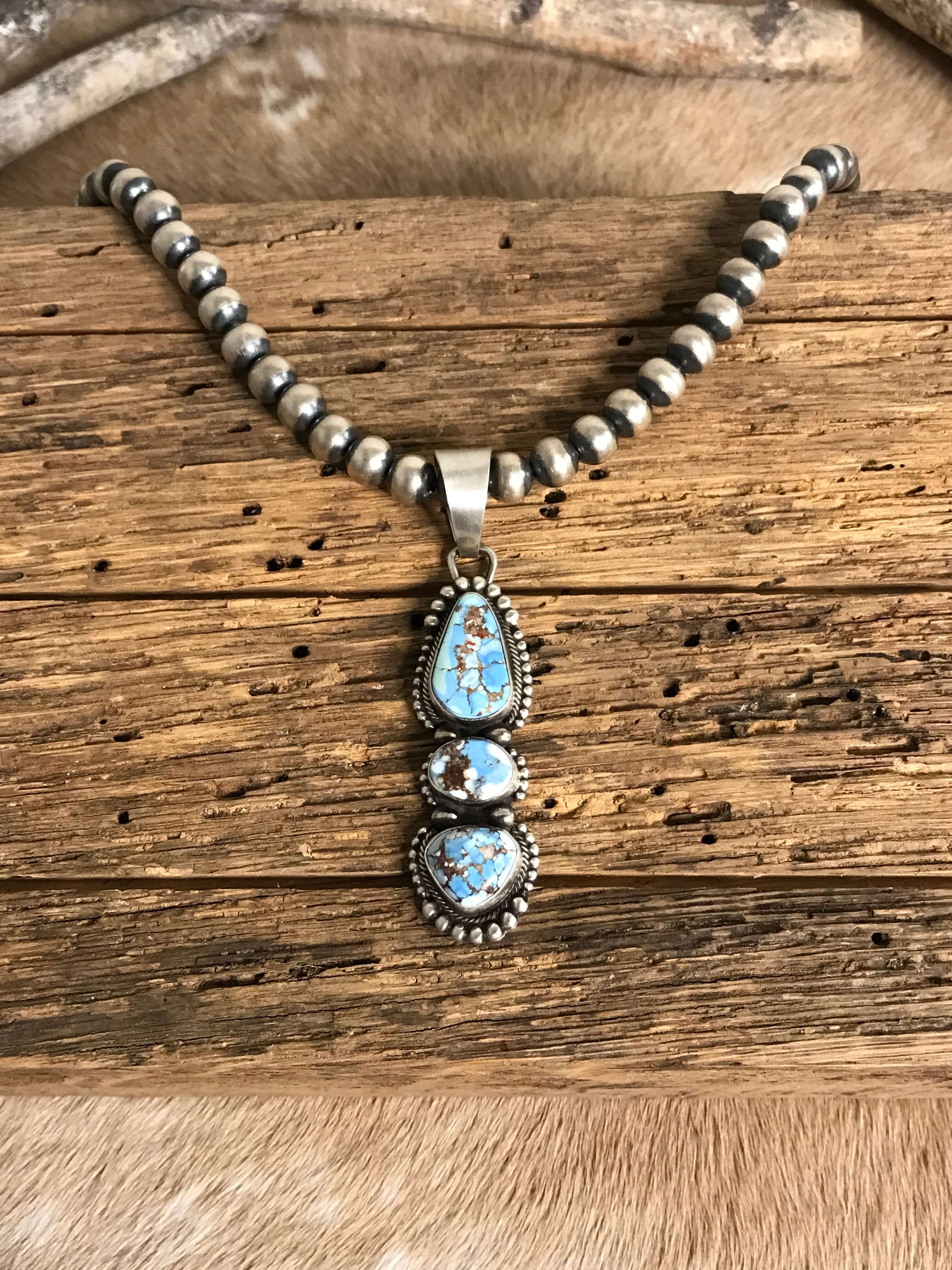 The Copeland Turquoise Pendant, 1-Pendants-Calli Co., Turquoise and Silver Jewelry, Native American Handmade, Zuni Tribe, Navajo Tribe, Brock Texas
