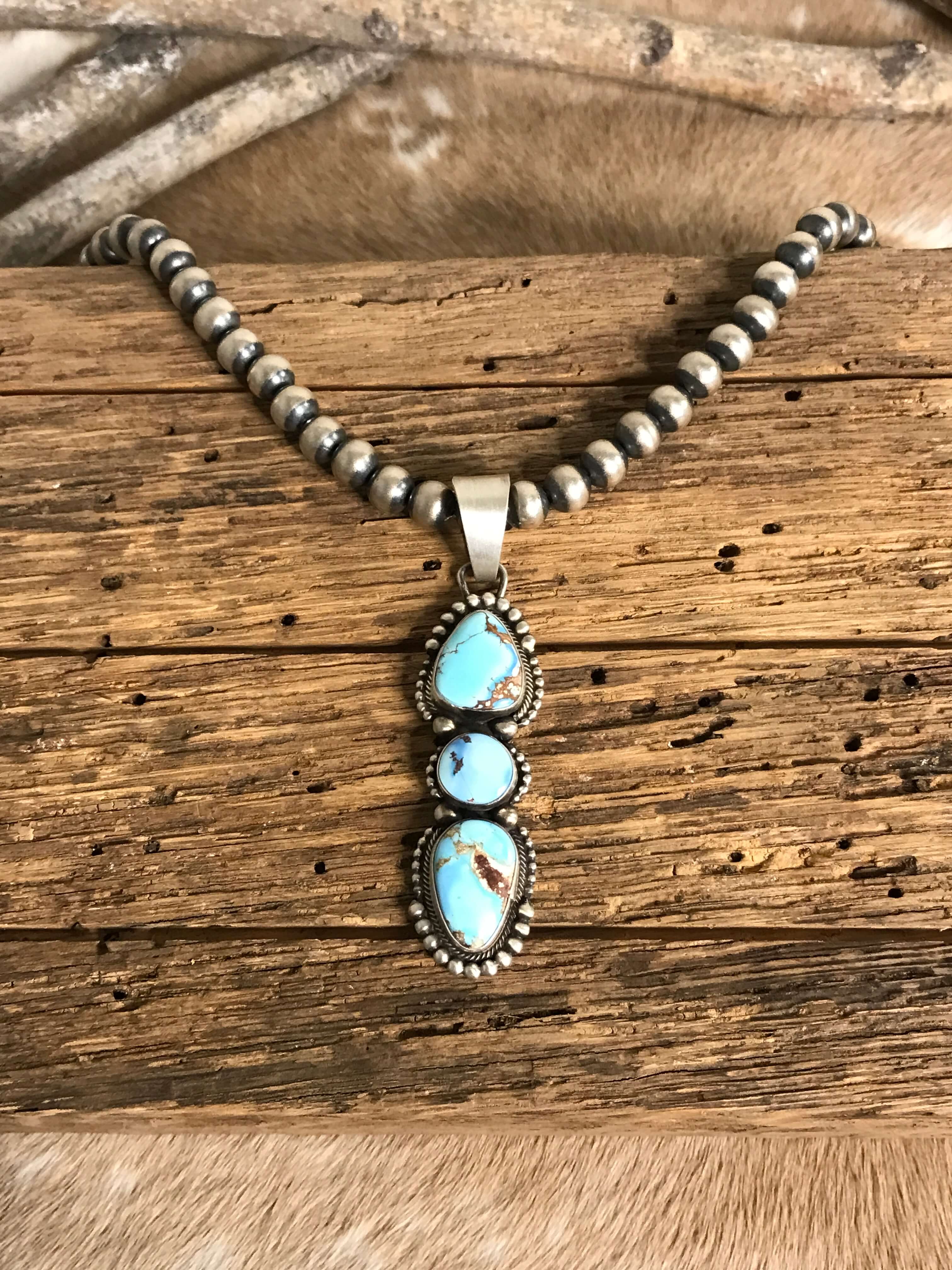 The Copeland Turquoise Pendant, 2-Pendants-Calli Co., Turquoise and Silver Jewelry, Native American Handmade, Zuni Tribe, Navajo Tribe, Brock Texas