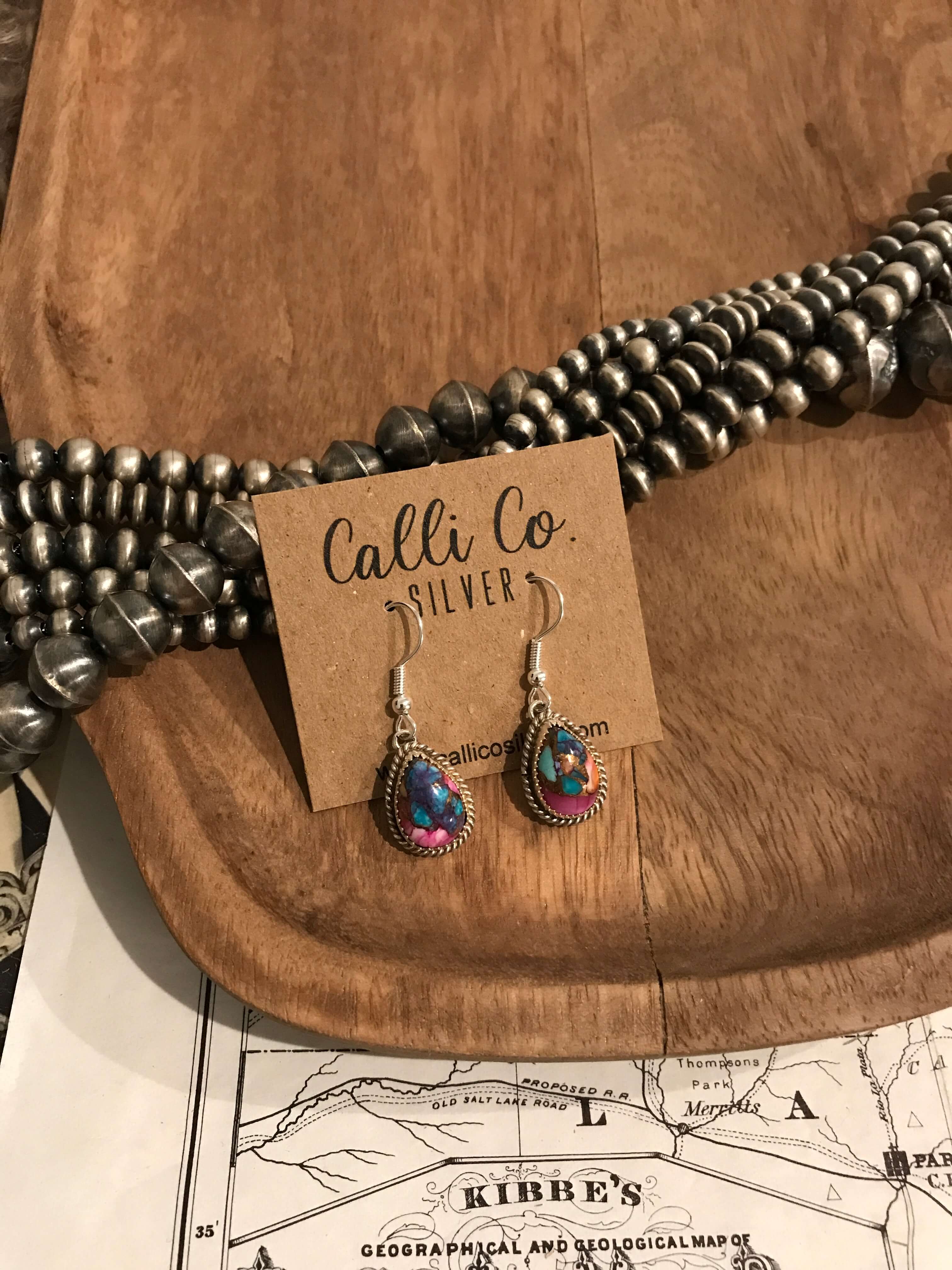 The Clairmont Earrings, 3-Earrings-Calli Co., Turquoise and Silver Jewelry, Native American Handmade, Zuni Tribe, Navajo Tribe, Brock Texas