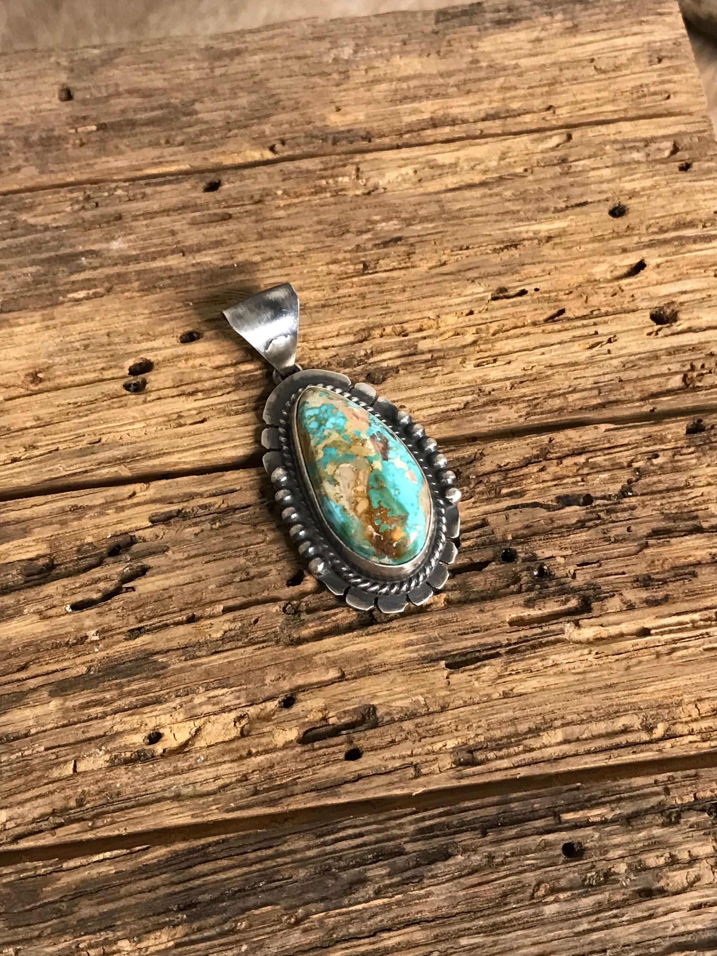 The Wilcox Turquoise Pendant, 1-Pendants-Calli Co., Turquoise and Silver Jewelry, Native American Handmade, Zuni Tribe, Navajo Tribe, Brock Texas