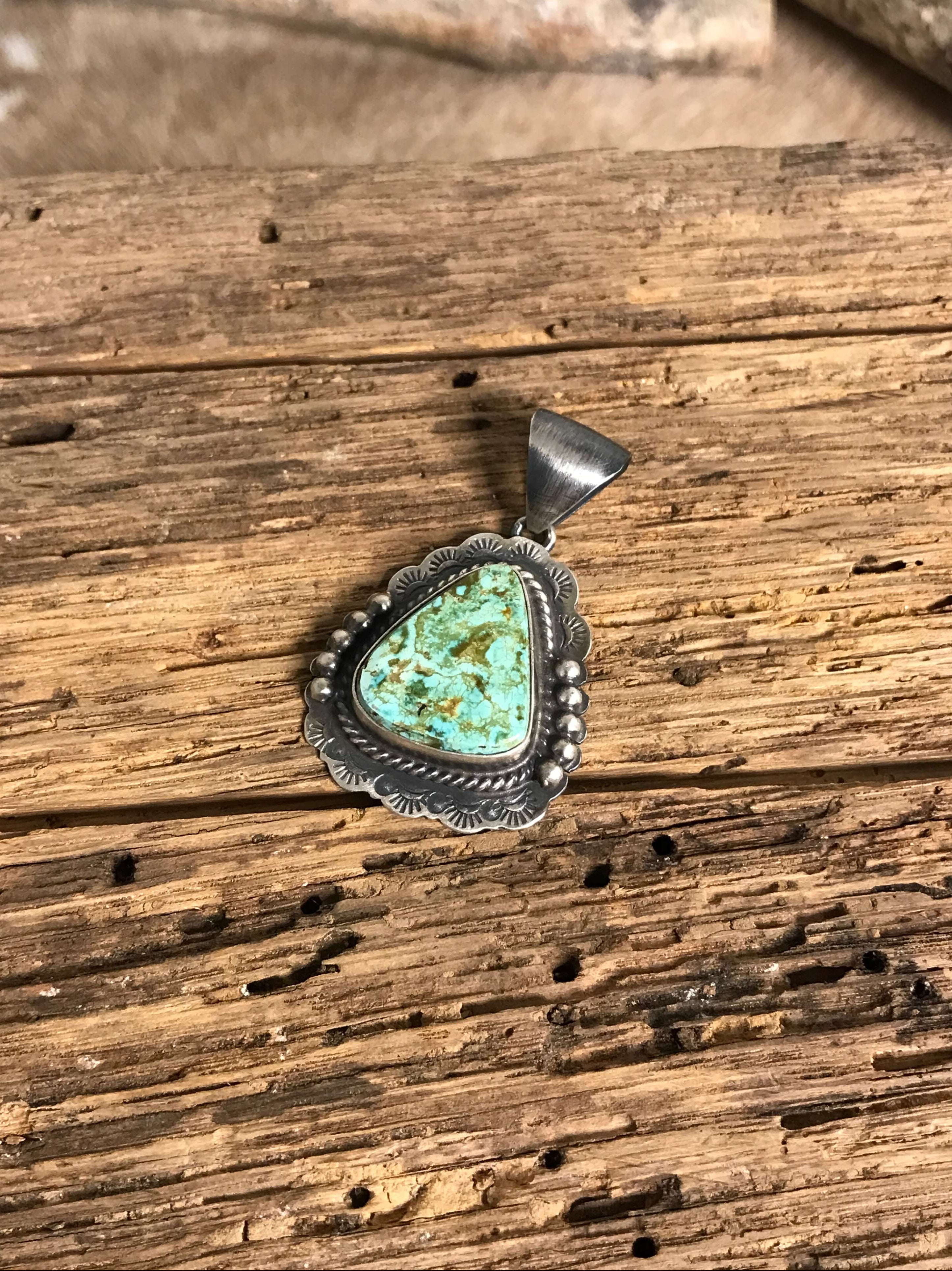 The Wilcox Turquoise Pendant, 2-Pendants-Calli Co., Turquoise and Silver Jewelry, Native American Handmade, Zuni Tribe, Navajo Tribe, Brock Texas