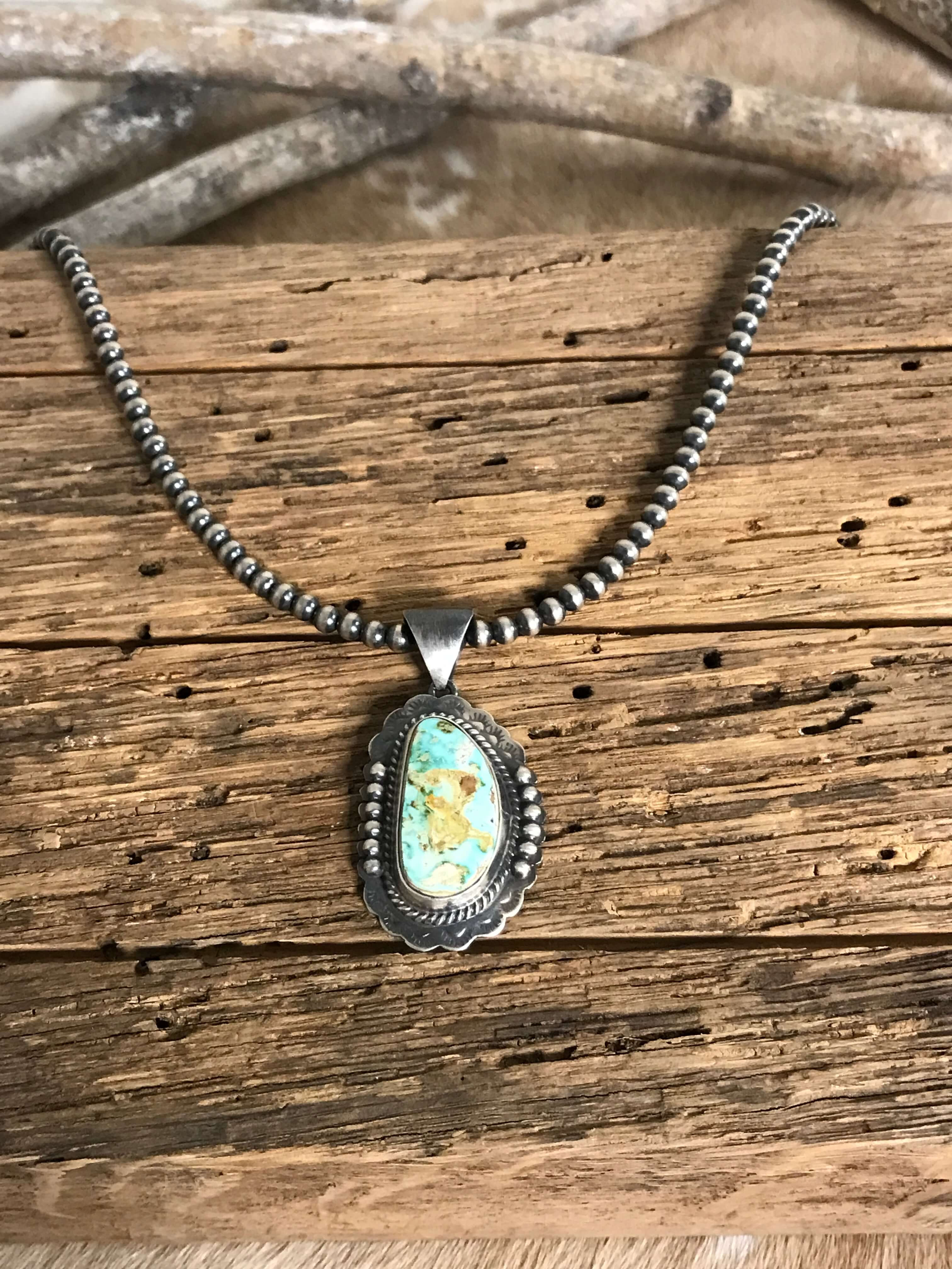 The Wilcox Turquoise Pendant, 3-Pendants-Calli Co., Turquoise and Silver Jewelry, Native American Handmade, Zuni Tribe, Navajo Tribe, Brock Texas