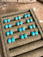 The Llano Studs in Blue-Earrings-Calli Co., Turquoise and Silver Jewelry, Native American Handmade, Zuni Tribe, Navajo Tribe, Brock Texas