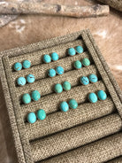 The Llano Studs in Green-Earrings-Calli Co., Turquoise and Silver Jewelry, Native American Handmade, Zuni Tribe, Navajo Tribe, Brock Texas