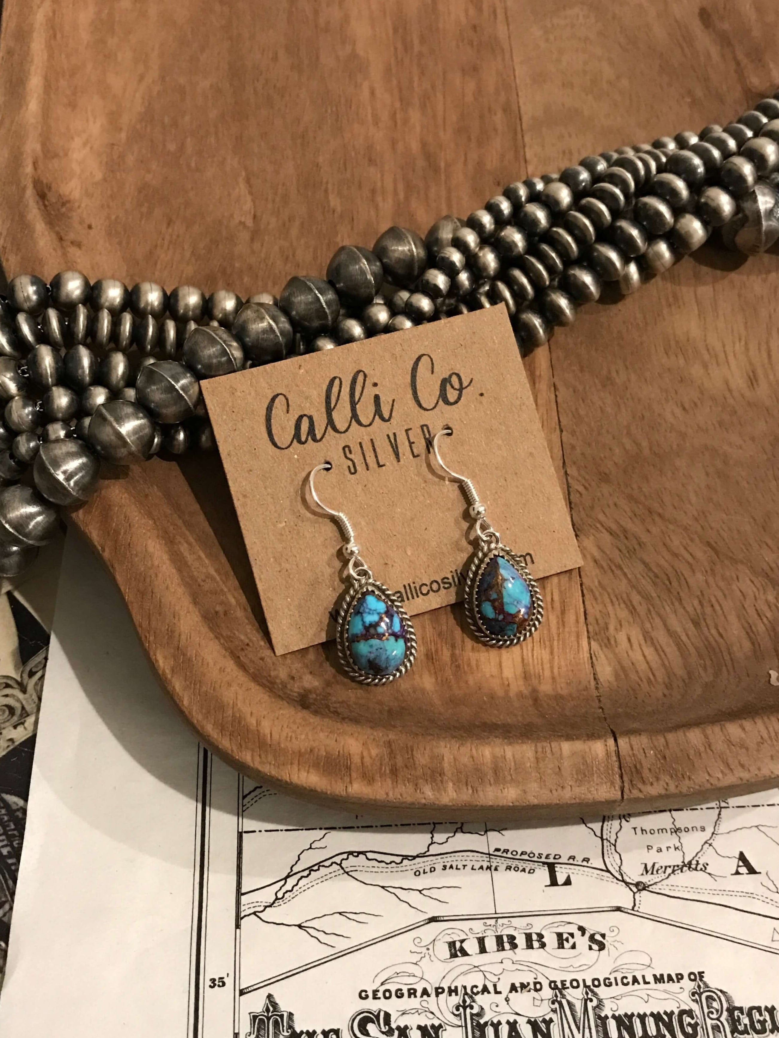 The Clairmont Earrings, 15-Earrings-Calli Co., Turquoise and Silver Jewelry, Native American Handmade, Zuni Tribe, Navajo Tribe, Brock Texas