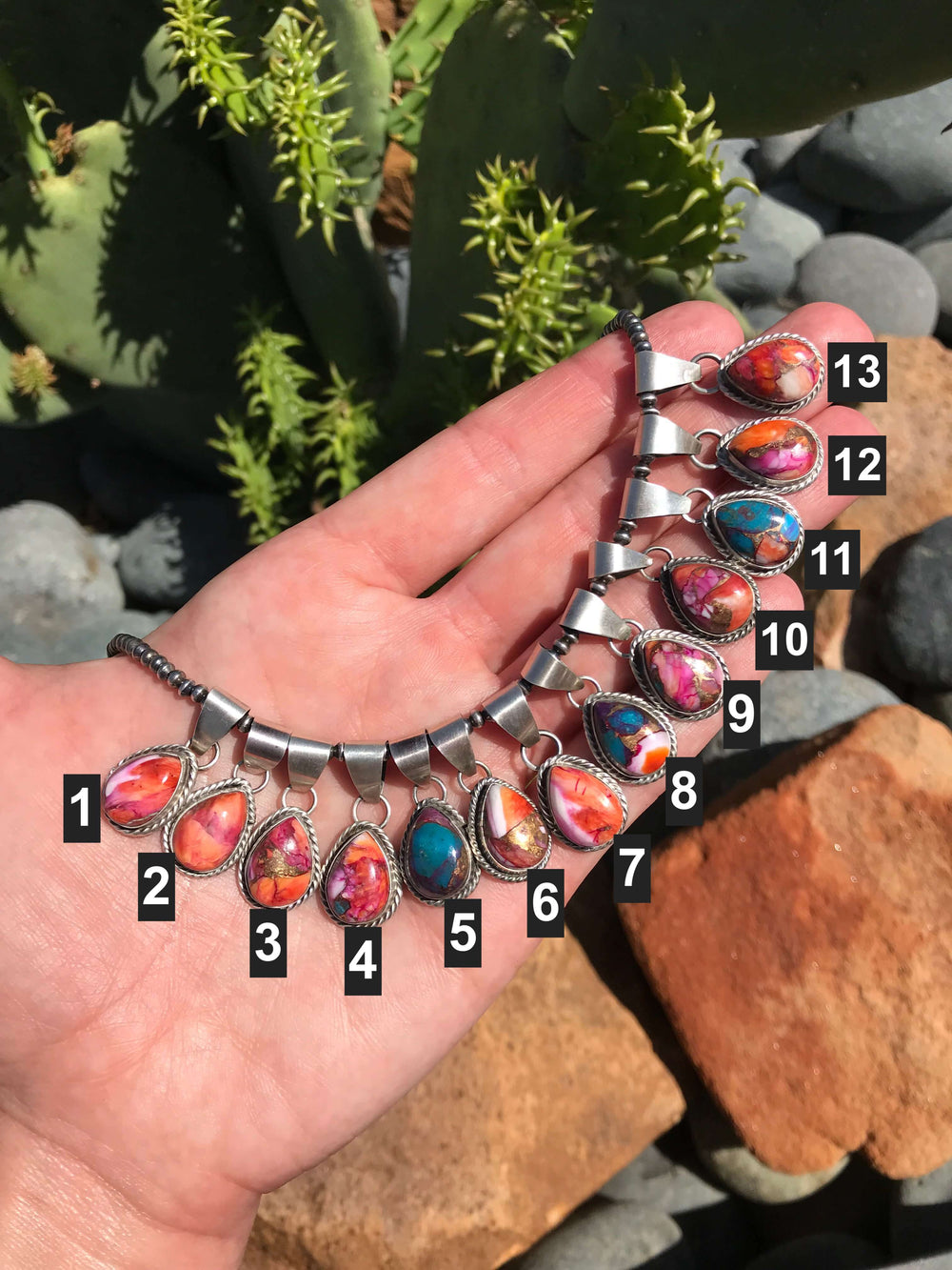 The Dahlia Teardrop Pendants-Pendants-Calli Co., Turquoise and Silver Jewelry, Native American Handmade, Zuni Tribe, Navajo Tribe, Brock Texas