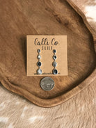 The Butler White Buffalo Inlay Dangles, 1-Earrings-Calli Co., Turquoise and Silver Jewelry, Native American Handmade, Zuni Tribe, Navajo Tribe, Brock Texas
