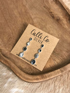 The Butler White Buffalo Inlay Dangles, 1-Earrings-Calli Co., Turquoise and Silver Jewelry, Native American Handmade, Zuni Tribe, Navajo Tribe, Brock Texas