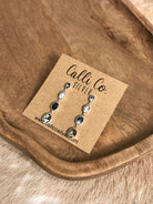 The Butler White Buffalo Inlay Dangles, 2-Earrings-Calli Co., Turquoise and Silver Jewelry, Native American Handmade, Zuni Tribe, Navajo Tribe, Brock Texas
