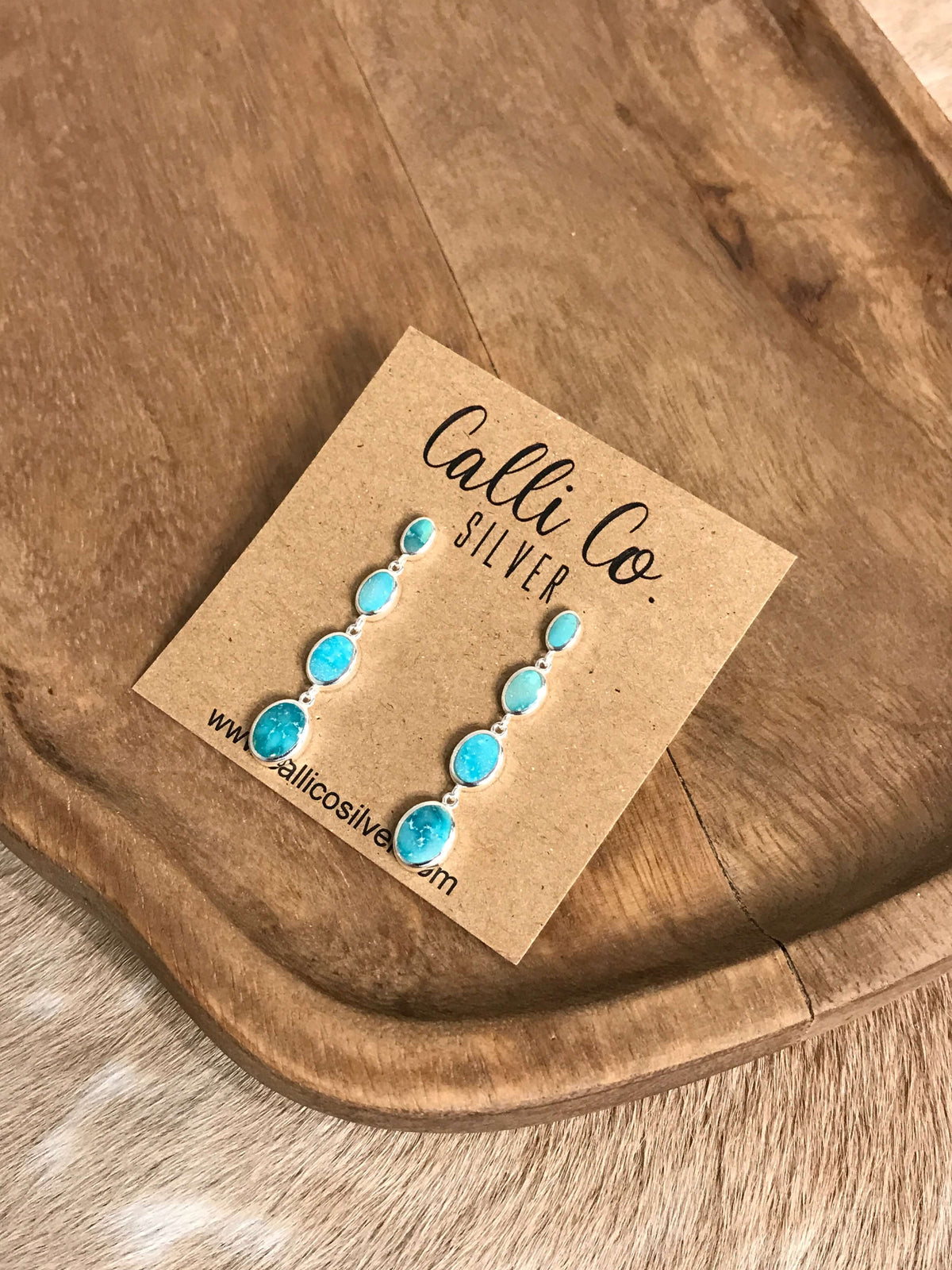 The Butler Turquoise Inlay Dangles, 1-Earrings-Calli Co., Turquoise and Silver Jewelry, Native American Handmade, Zuni Tribe, Navajo Tribe, Brock Texas