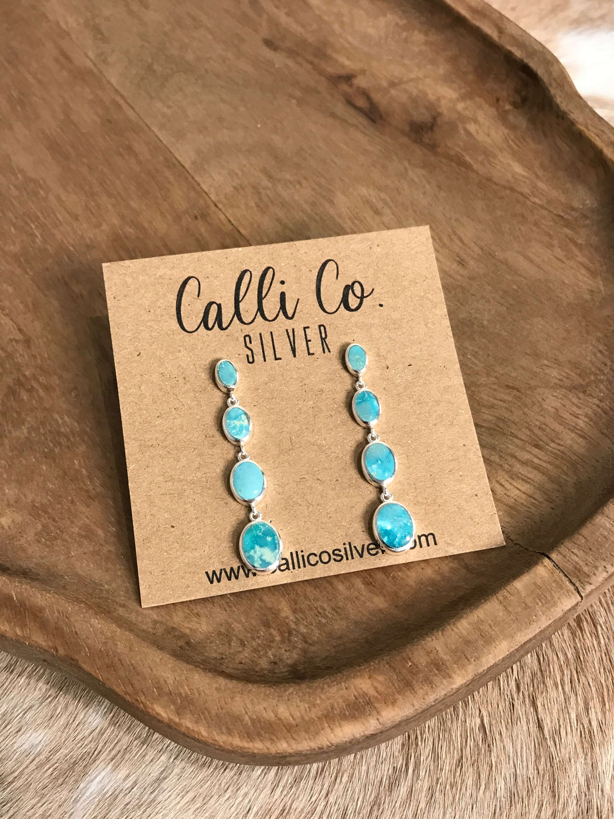 The Butler Turquoise Inlay Dangles, 4-Earrings-Calli Co., Turquoise and Silver Jewelry, Native American Handmade, Zuni Tribe, Navajo Tribe, Brock Texas