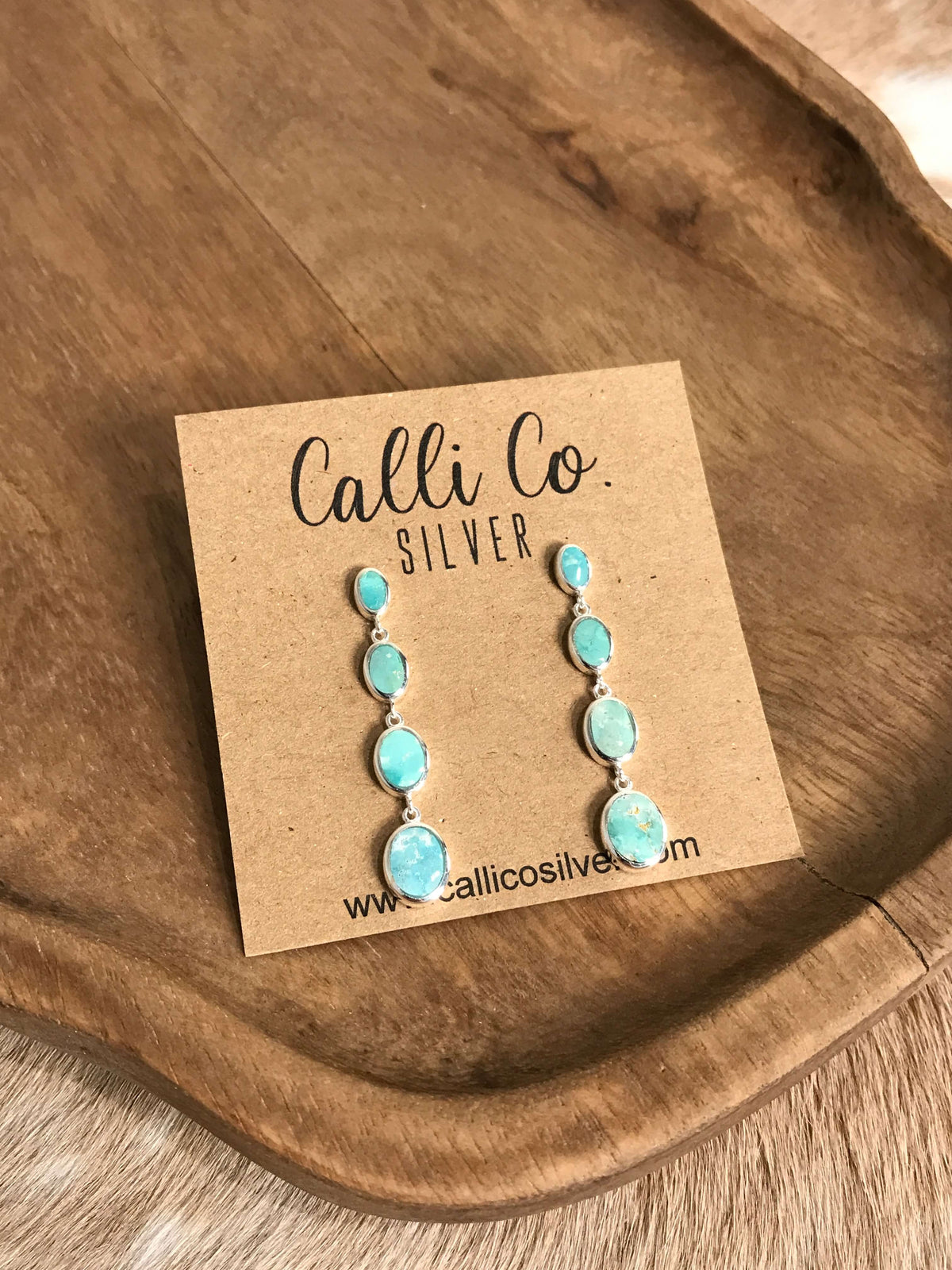 The Butler Turquoise Inlay Dangles, 5-Earrings-Calli Co., Turquoise and Silver Jewelry, Native American Handmade, Zuni Tribe, Navajo Tribe, Brock Texas