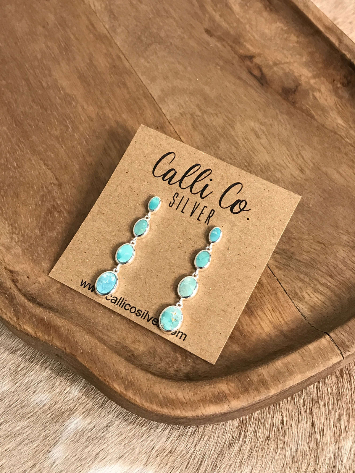 The Butler Turquoise Inlay Dangles, 5-Earrings-Calli Co., Turquoise and Silver Jewelry, Native American Handmade, Zuni Tribe, Navajo Tribe, Brock Texas