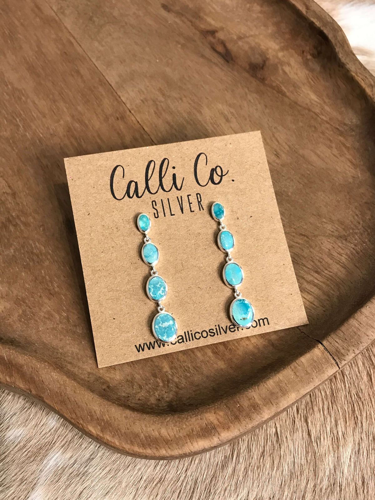 The Butler Turquoise Inlay Dangles, 6-Earrings-Calli Co., Turquoise and Silver Jewelry, Native American Handmade, Zuni Tribe, Navajo Tribe, Brock Texas