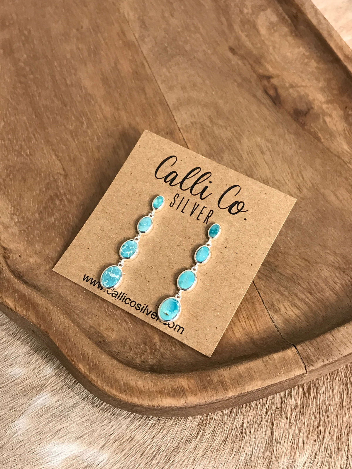 The Butler Turquoise Inlay Dangles, 6-Earrings-Calli Co., Turquoise and Silver Jewelry, Native American Handmade, Zuni Tribe, Navajo Tribe, Brock Texas